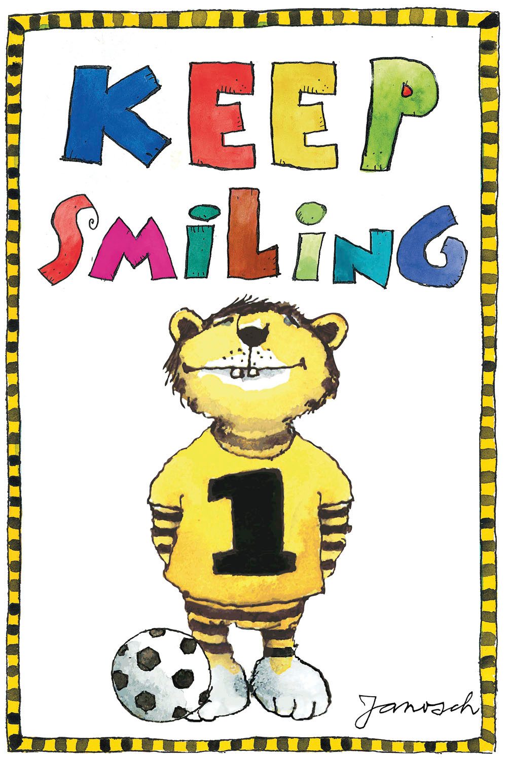 LuckyLinde Leinwandbild Der kleine Tiger mit Fußball, Ente, Enten, Figuren, Filmfiguren, Motivationsbilder, Schriftzug, Sport, Sprüche, Tiere, Tiger, little star (1 St), Exklusive JANOSCH Kindermotive