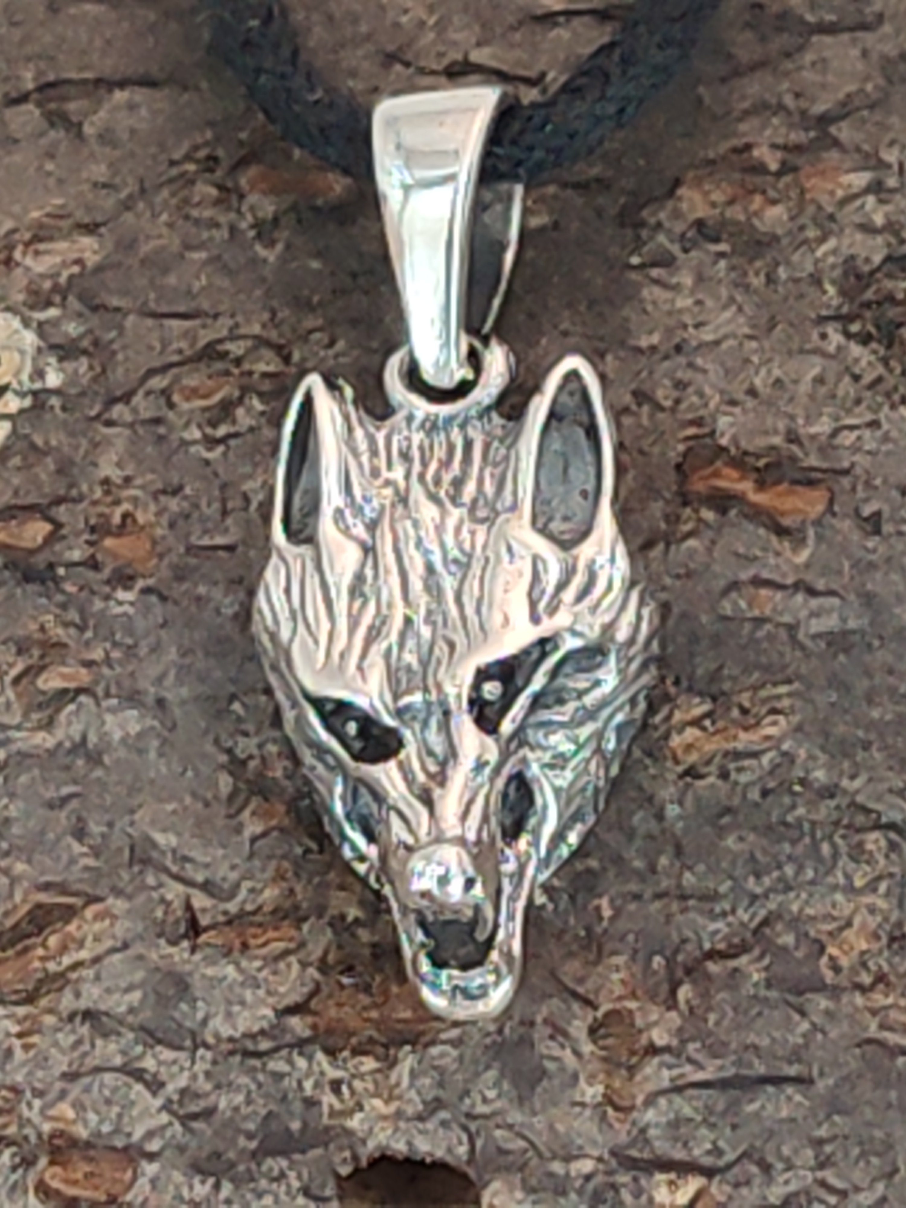 Wolfskopf Anhänger Kettenanhänger Kiss Leather Wolf of Silber Sterling 925 Wolfkopf Schädel