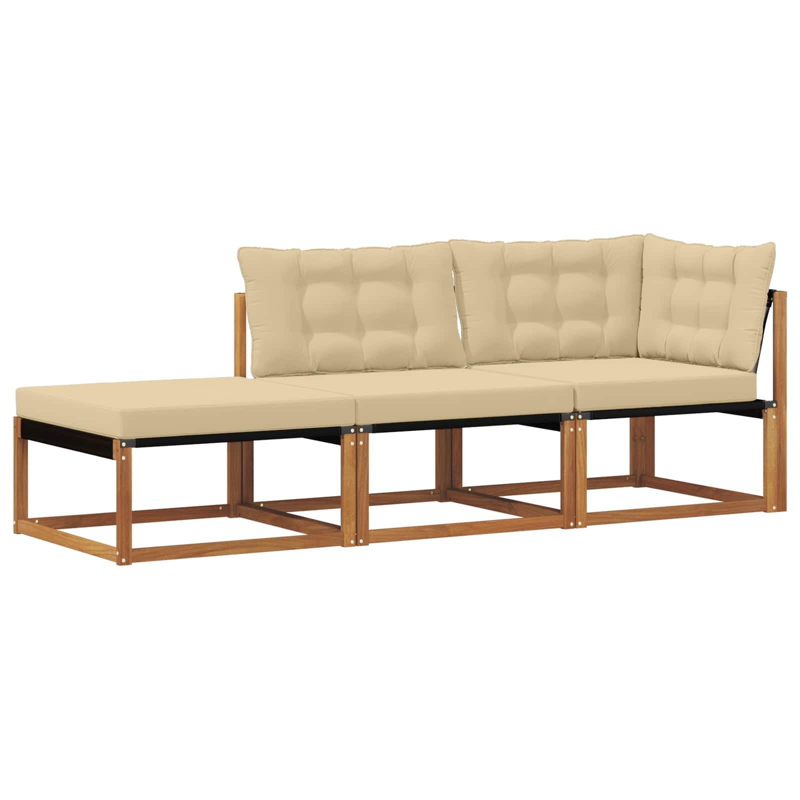 vidaXL Sofaelement 3 stk. Ecksofa-Einheiten für draußen Massivholz Natur (3 St)