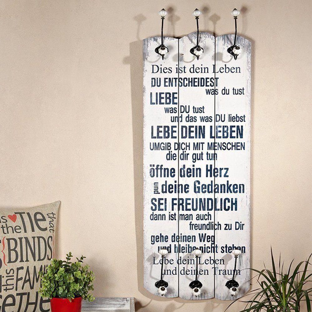 Melko Wandgarderobe Garderobenpaneel Holz Wandgarderobe Garderobe 6 Haken F günstig online kaufen