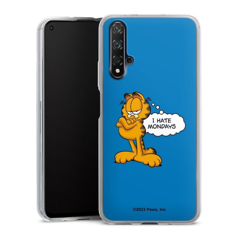 DeinDesign Handyhülle Garfield Katze Spruch Garfield I Hate Mondays Blue, Huawei Nova 5T Slim Case Silikon Hülle Ultra Dünn Schutzhülle