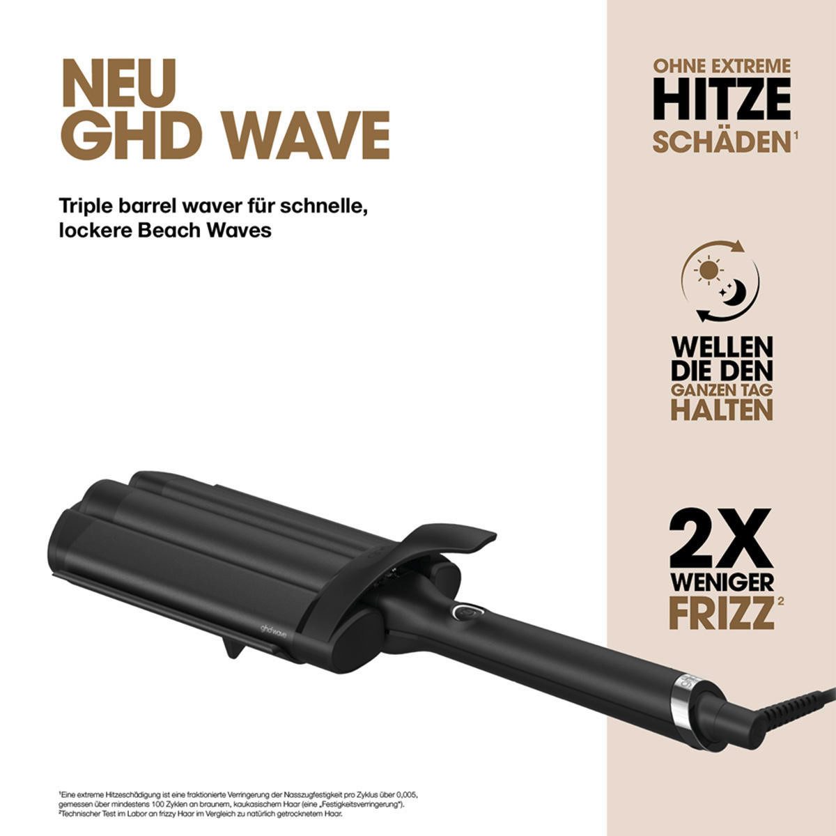 GHD Welleneisen Wave Triple Barrel Waver inkl. 2 ghd Stylingprodukten, für glamouröse Beach Waves und langanhaltende Looks.