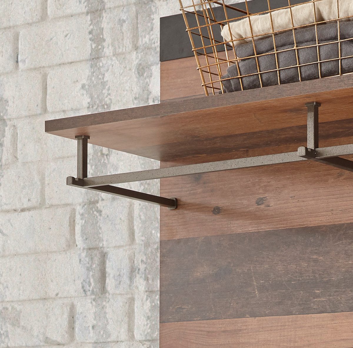 Furn.Design Garderobenpaneel Ward (Wandgarderobe in Used Wood mit grau, 80 x 100 cm), Shabby-Design