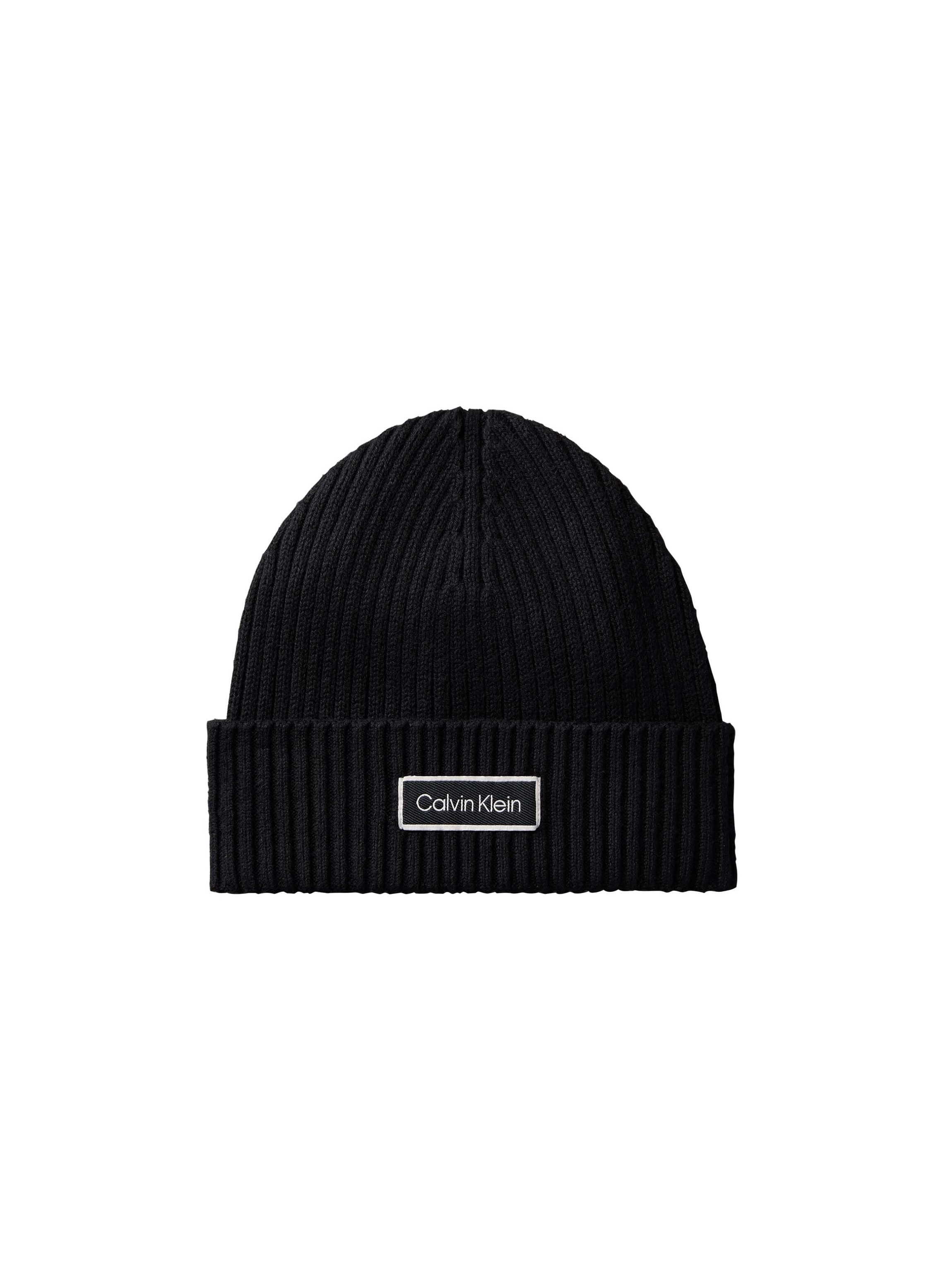 Calvin Klein Beanie PATCH CHUNKY RIB COTTON BEANIE Regular fit mit aufgenähtem Markenlogo