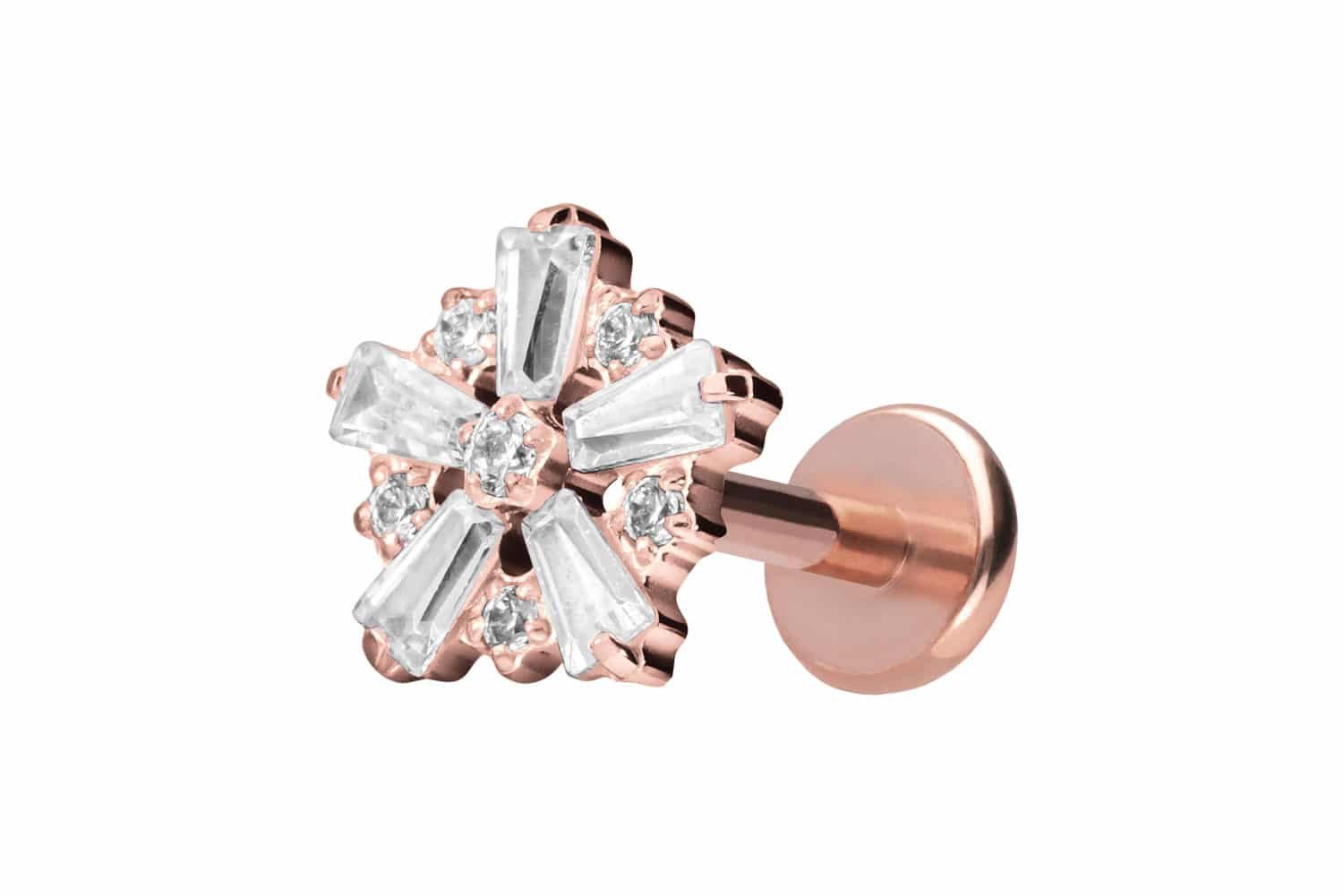 PIERCINGLINE Piercing-Set Titan Labret mit Push Fit SCHNEEFLOCKE (Labrets, 1-tlg)