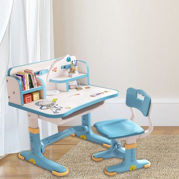 Rutaqian Kinderschreibtisch Kinderschreibtisch Set mit Schubladenstuhl, Schreibtisch (ergonomischer Tisch und Stuhl, höhenverstellbar), Kinder Schreibtisch für Jungs & Mädchen (Blau)