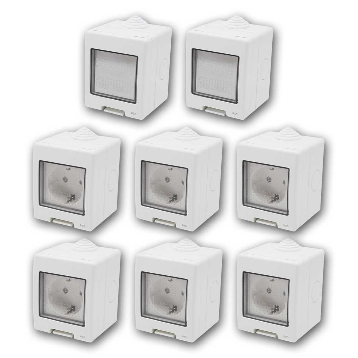 TEM Aufputz-Steckdose TEM Set "Starter" 8-teilig, grau, 16A/250V, IP55