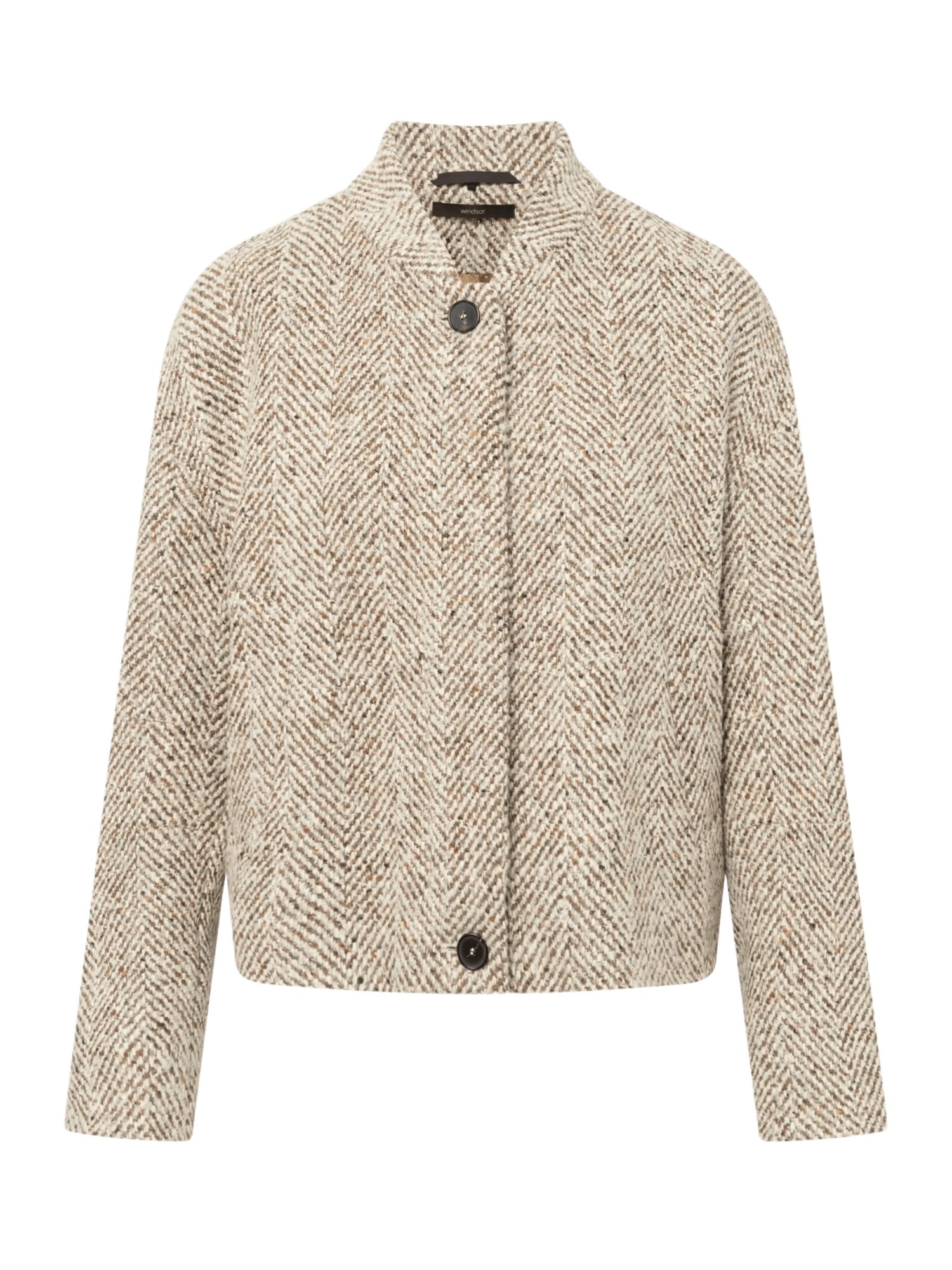 Windsor Wolljacke natur,Casual,Wolle,Fischgrät,Stehkragen,Langarm,Regular Fit