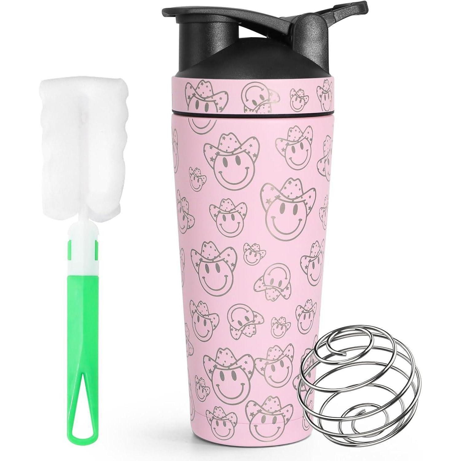 Protein Shaker Protein Shaker 750ml Edelstahl Eiweiß Shaker Kugel Rosa