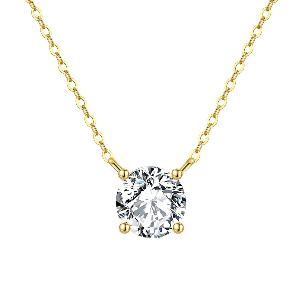 Kette mit Anhänger Kette mit klassischem Zirkonia Stein Anhänger, 925 Sterling Silber