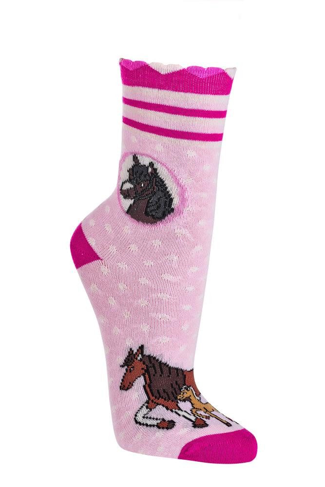 Wowerat Freizeitsocken 3 Paar Kindersocken für Mädchen, Romantik-Pferd, weiche Baumwolle