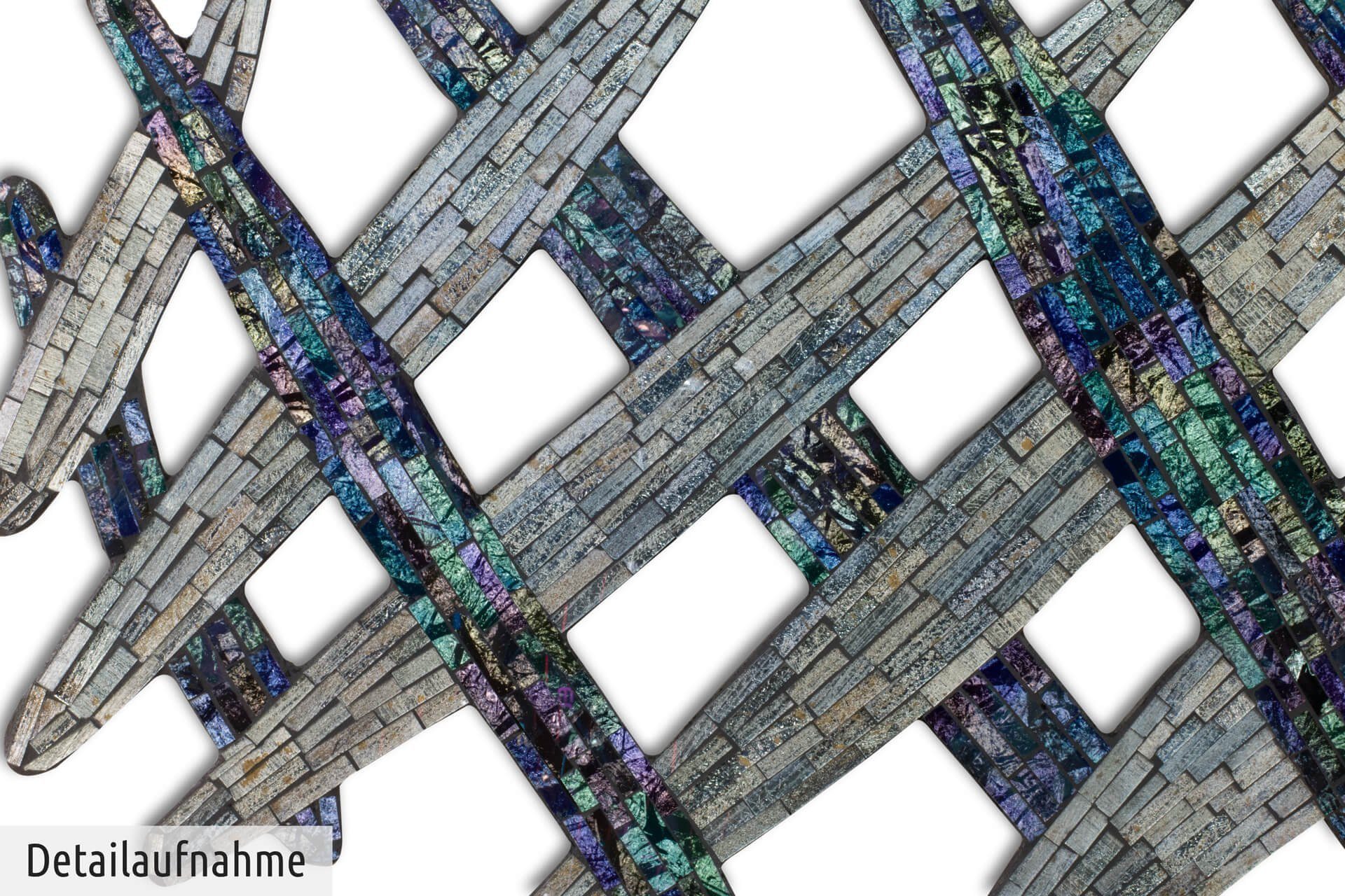 KUNSTLOFT cm, Mosaik Glas Wandbild Feine Wandrelief Verflechtungen aus 114x62 handgefertiges