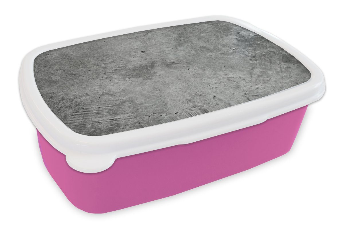 MuchoWow Lunchbox Vintage - Beton - Steine, Kunststoff, (2-tlg), Brotbox für Erwachsene, Brotdose Kinder, Snackbox, Mädchen, Kunststoff rosa