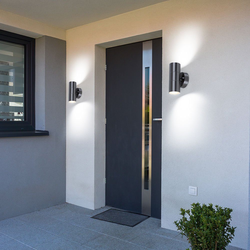 V-TAC Außen-Wandleuchte, Leuchtmittel nicht inklusive, 2er Set Up Down Strahler Fassaden Beleuchtung Außen Wand