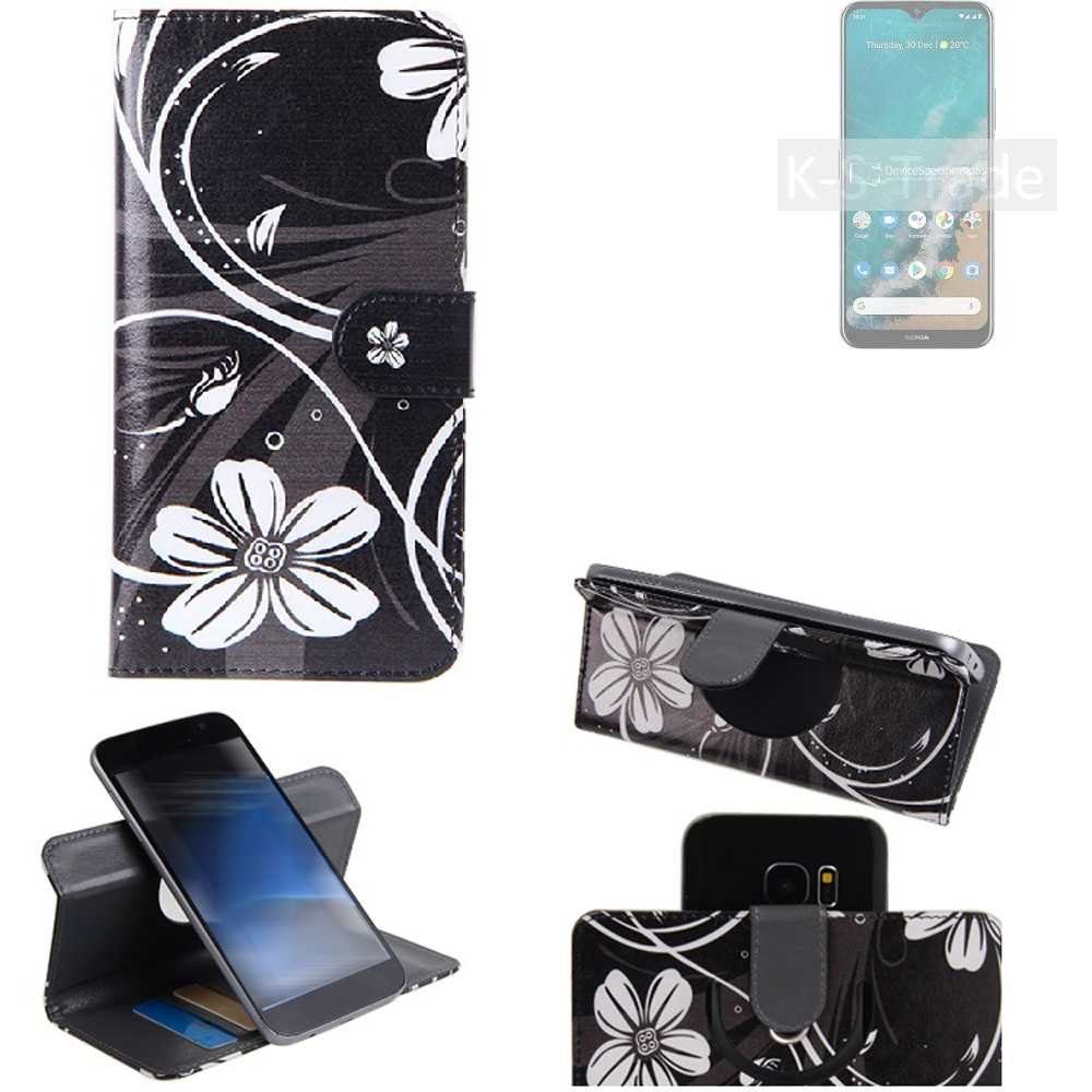 K-S-Trade Handyhülle für Nokia G50, Schutzhülle Handyhülle Hülle 360° Wallet Case ''Flowers''