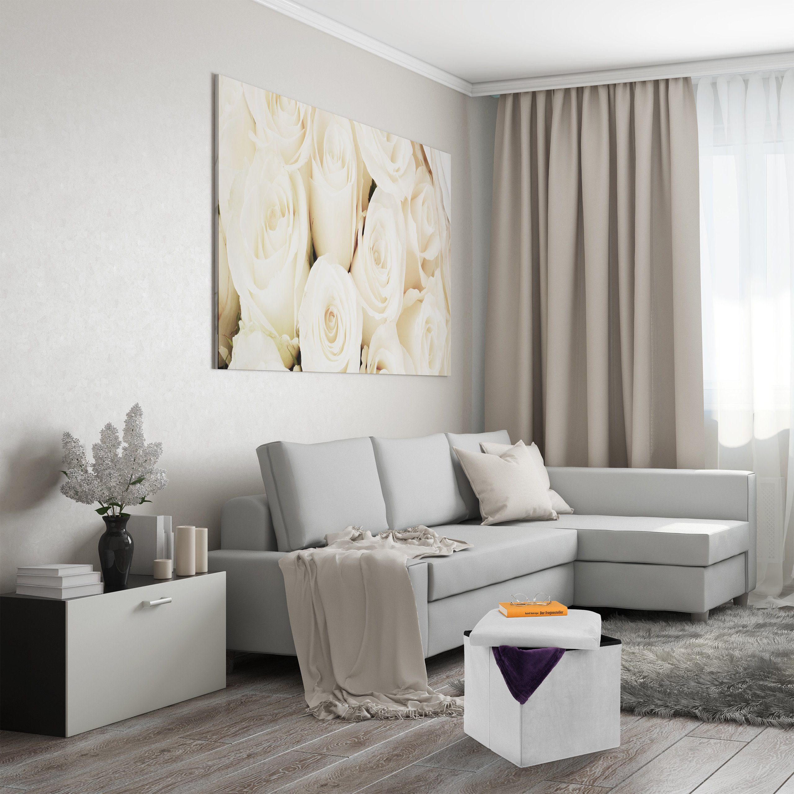 relaxdays Stauraumhocker Sitzhocker mit Stauraum, hellgrau günstig online kaufen