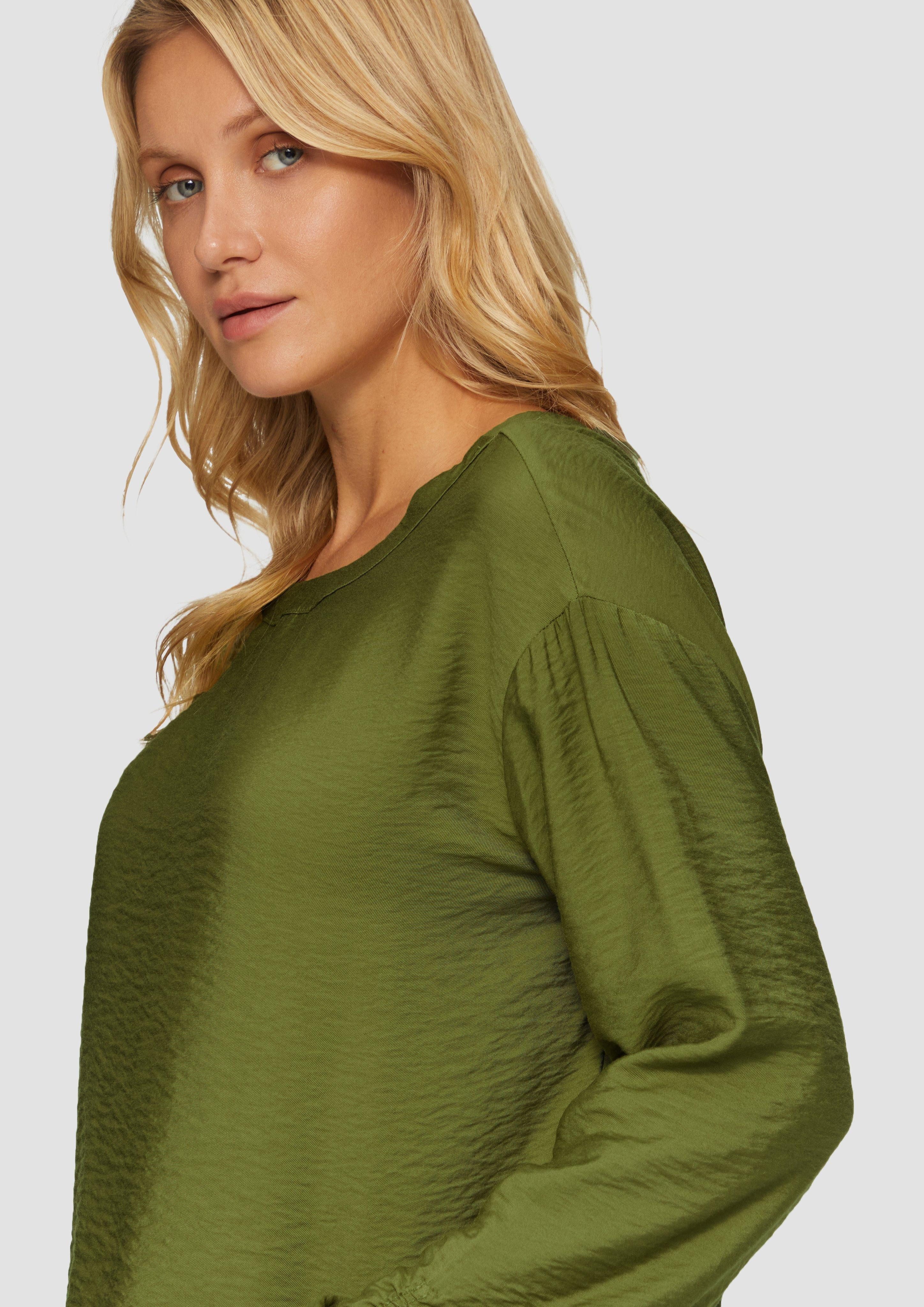 s.Oliver Langarmbluse Viskose-Bluse mit elastischem Saum günstig online kaufen