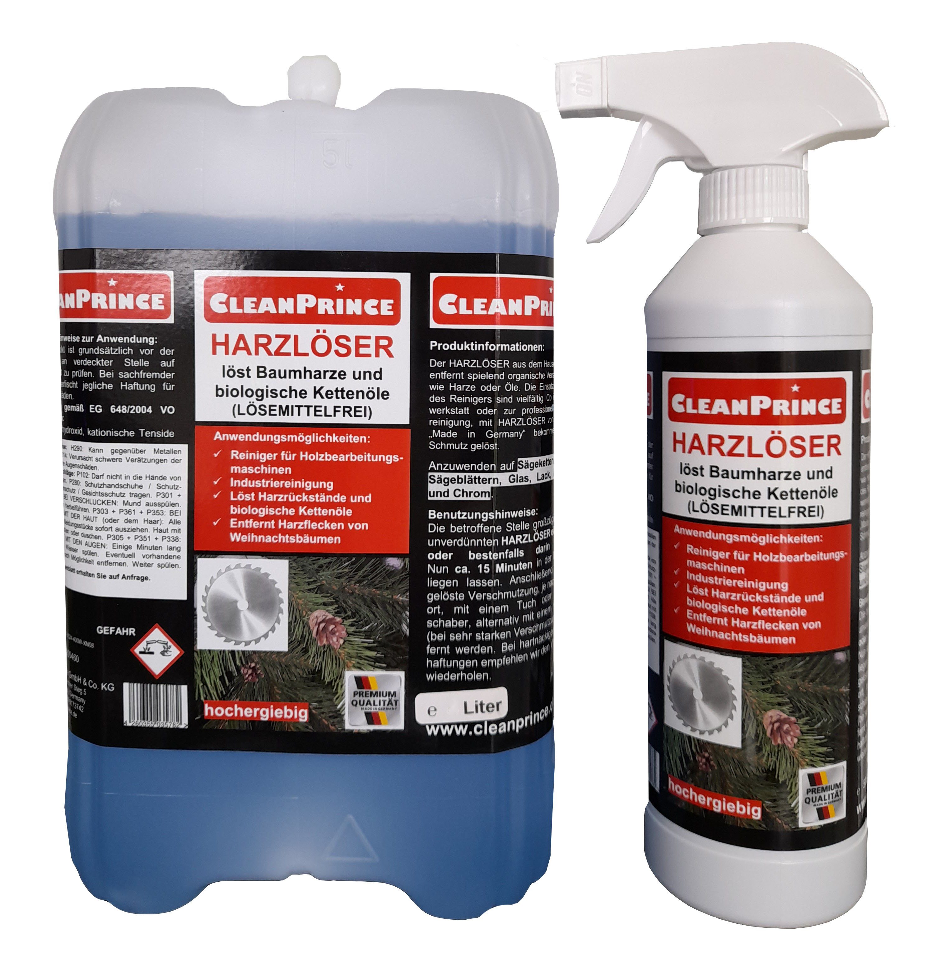 CleanPrince Harzlöser, löst Baumharze und biologische Kettenöle, lösemittelfrei Fleckentferner
