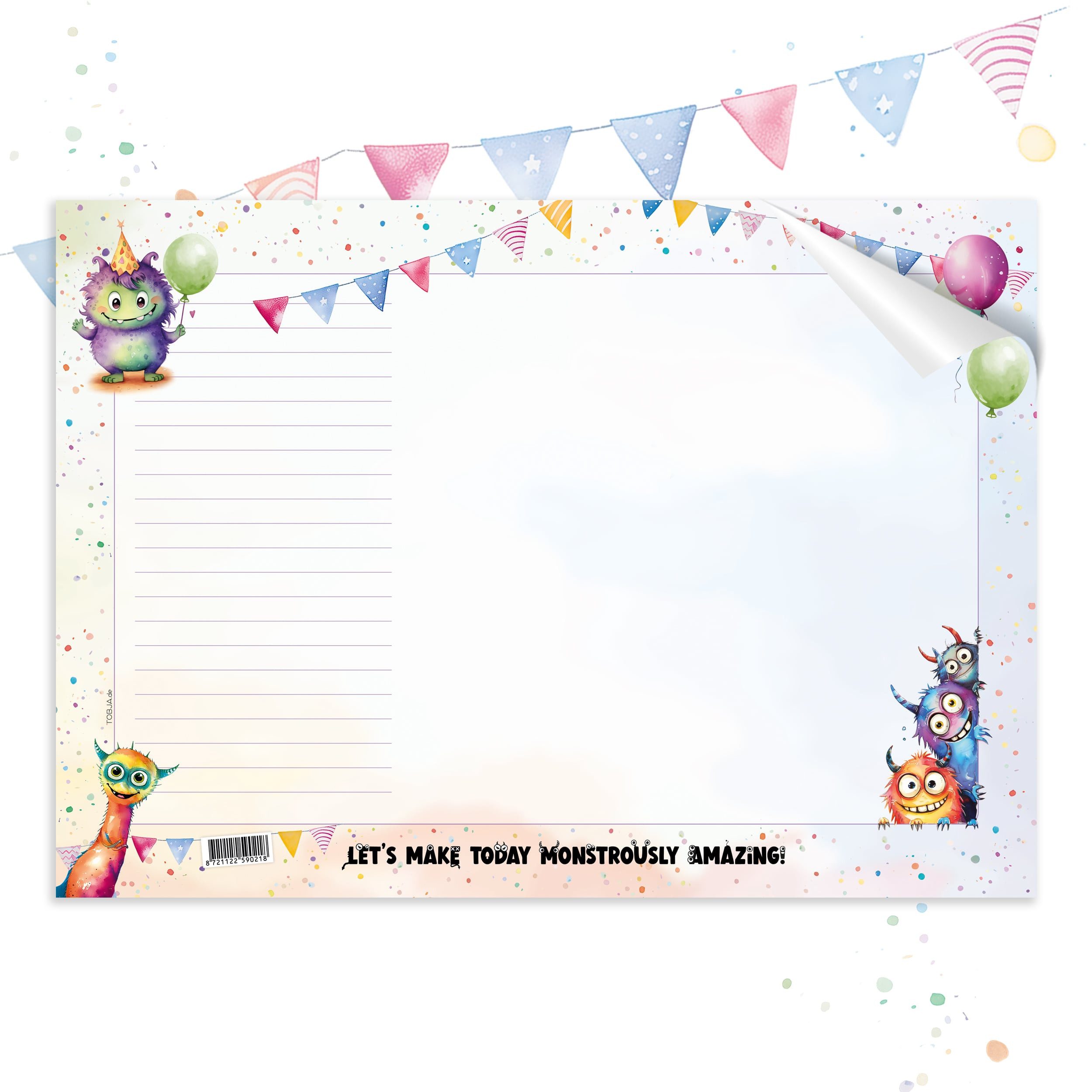 TOBJA Schreibtischunterlage A3 Schreibtischunterlage Kinder "Monster" Jungen