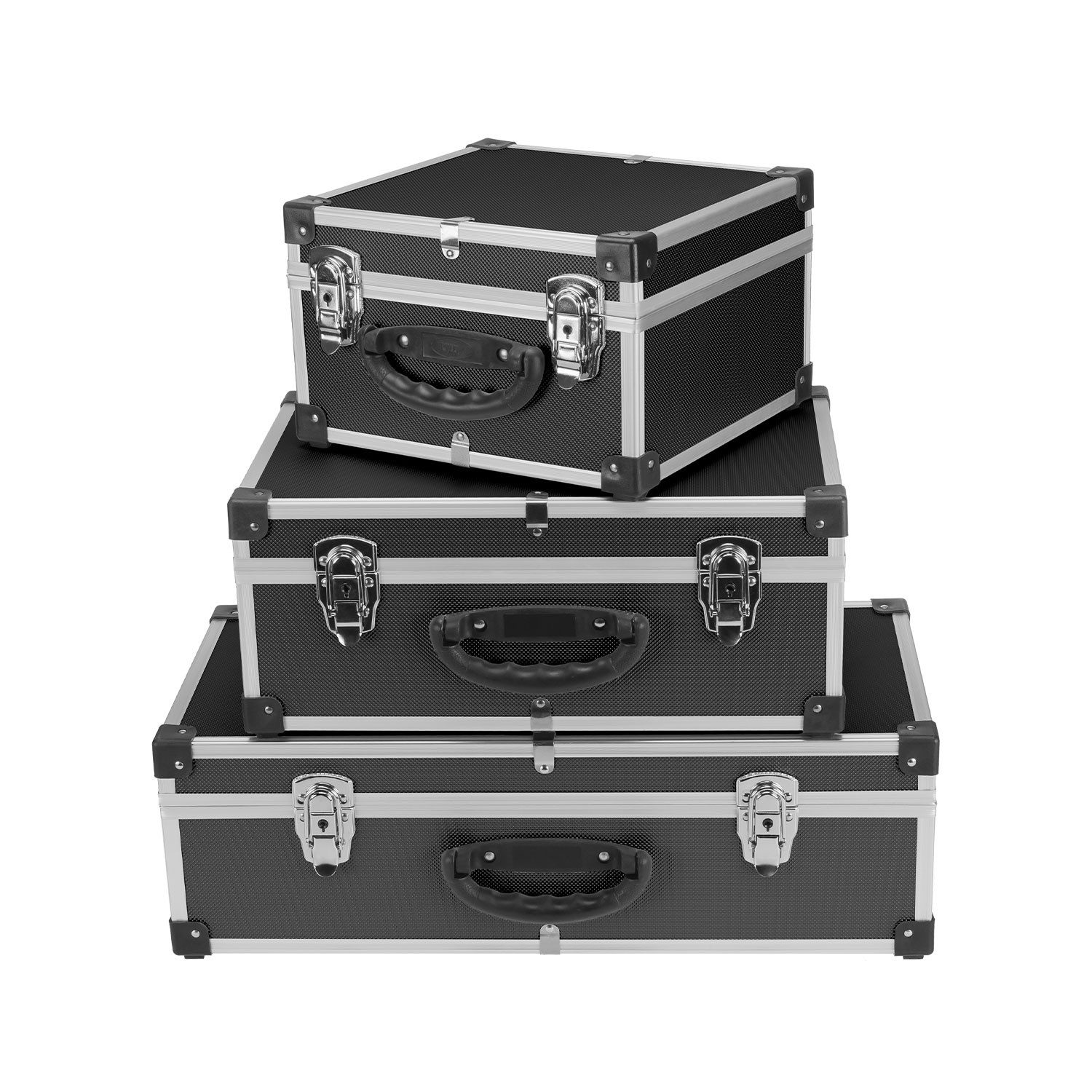 anndora Kofferset CD-Koffer Sparset schwarz 3 Koffer für 80, 60, 40, CD's, variable Fächeraufteilung - abnehmbare Deckel - abschließbar