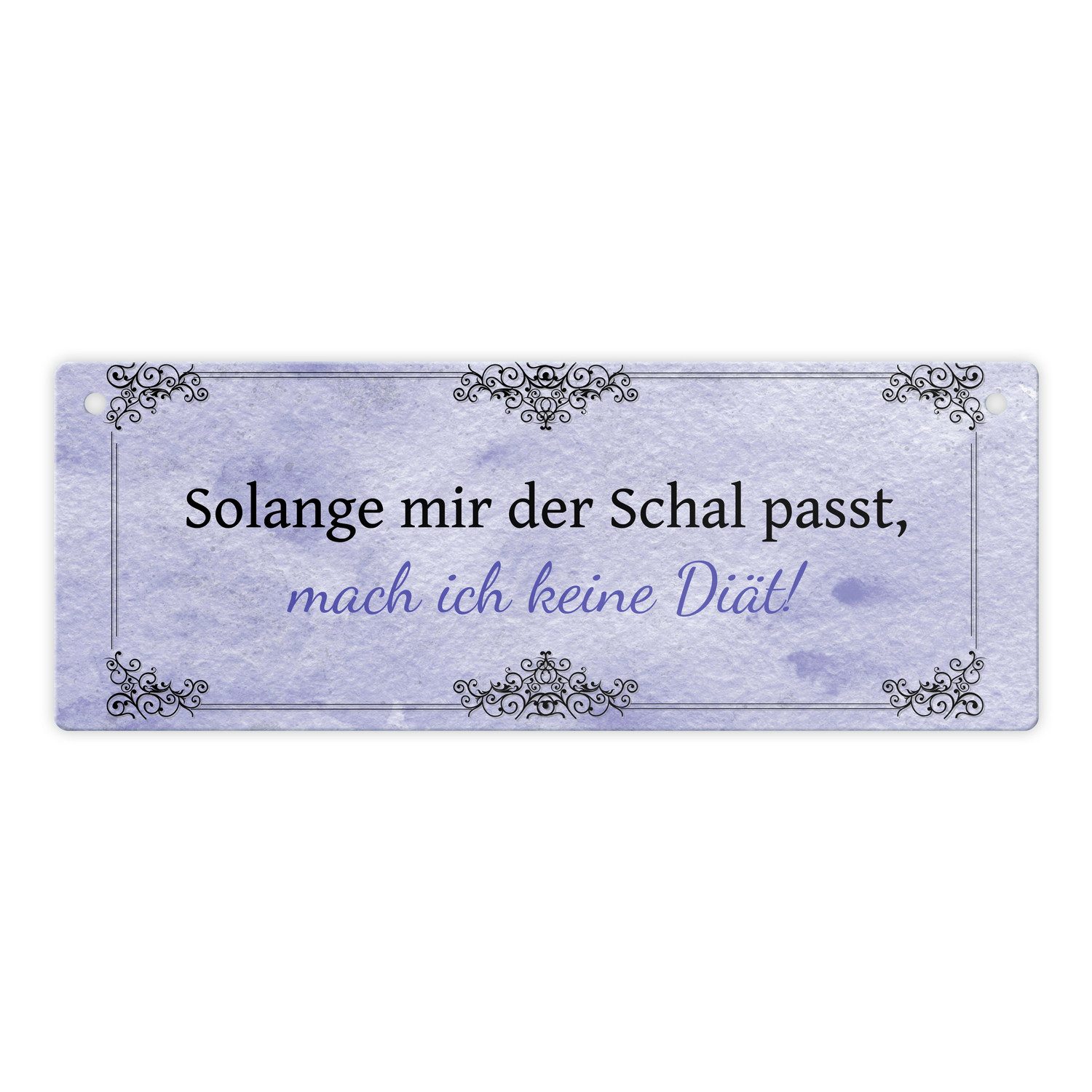 Metallschild Diät Spruch Metallschild in lila