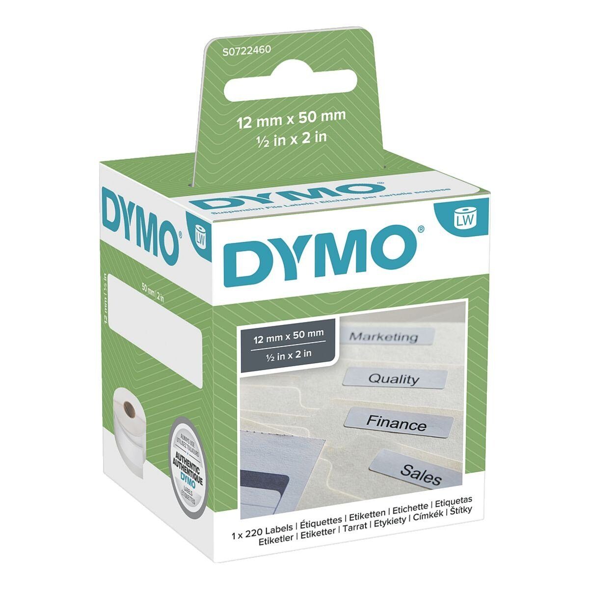 DYMO Thermorolle S0722460, 220 Papier-Etiketten, B/L: 50/12 mm | Papier