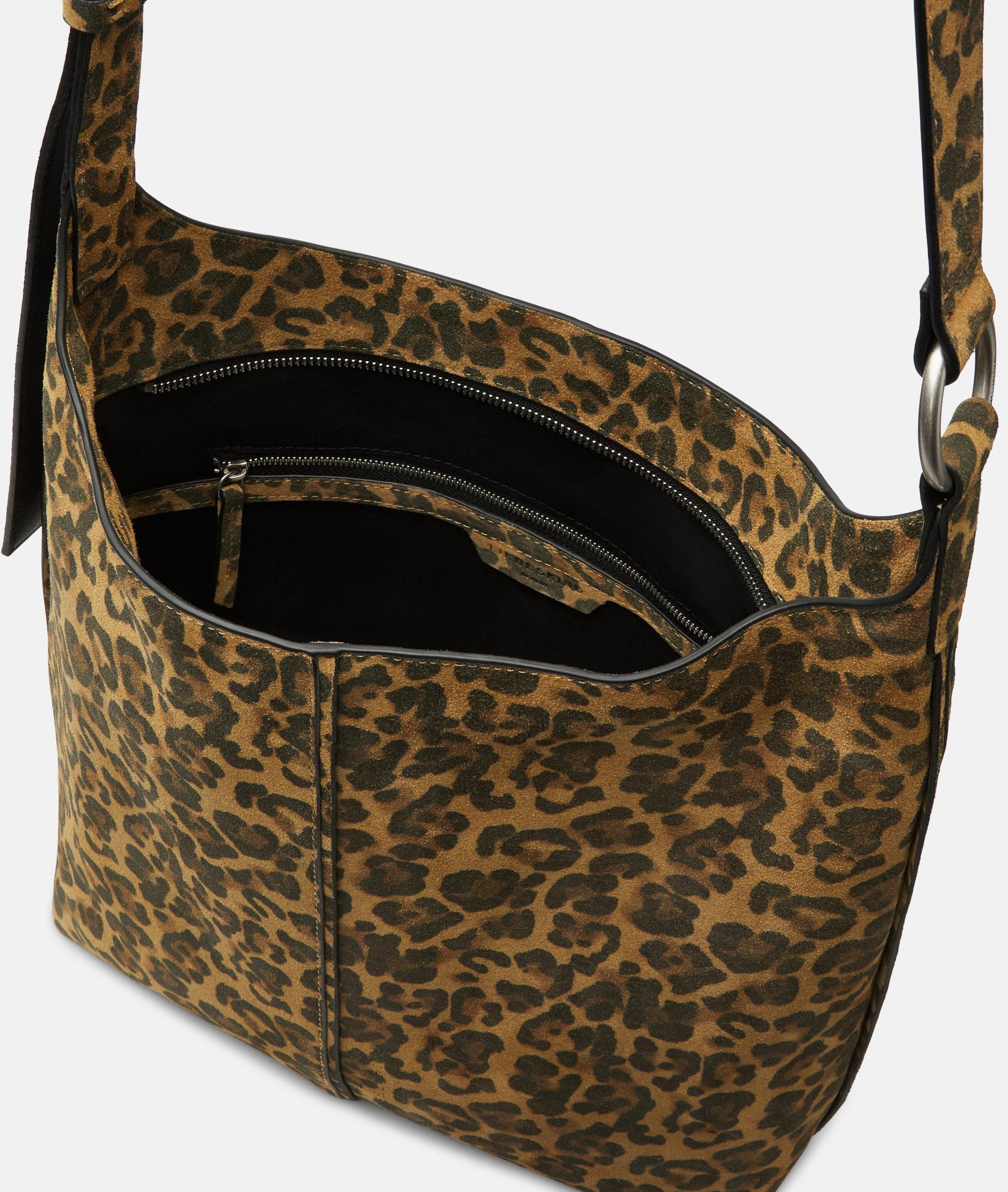 Liebeskind Berlin Schultertasche Leo Demi Hobo M, Geräumige Hobo-Bag mit Leo-Print