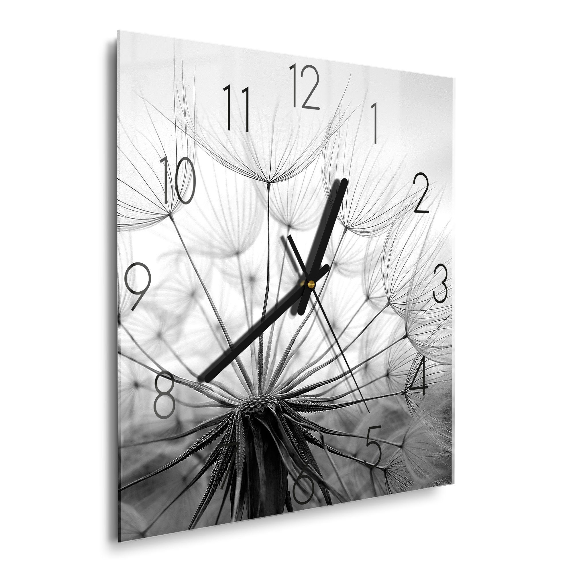 DEQORI Wanduhr 'Pusteblume Nahaufnahme' (Glas Glasuhr modern Wand Uhr Design Küchenuhr)