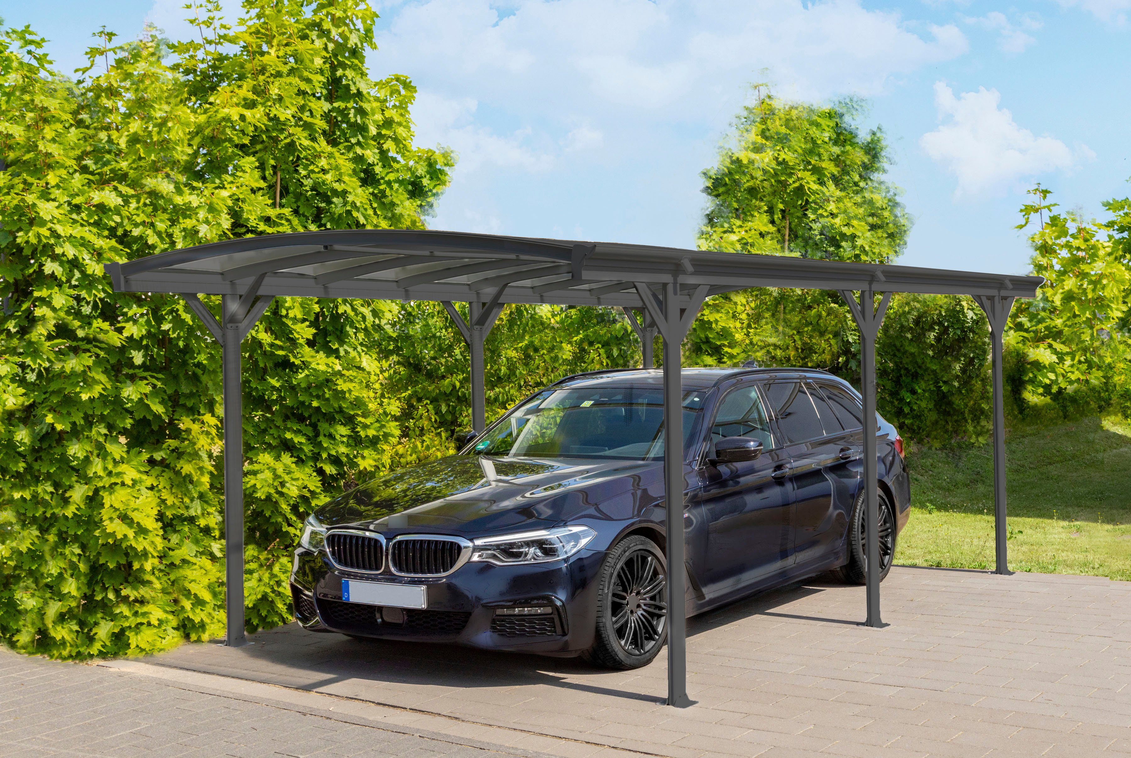 WESTMANN Einzelcarport Rundbogen, BxT: 300x576 cm, 206 cm Einfahrtshöhe, aus Aluminium, anthrazit