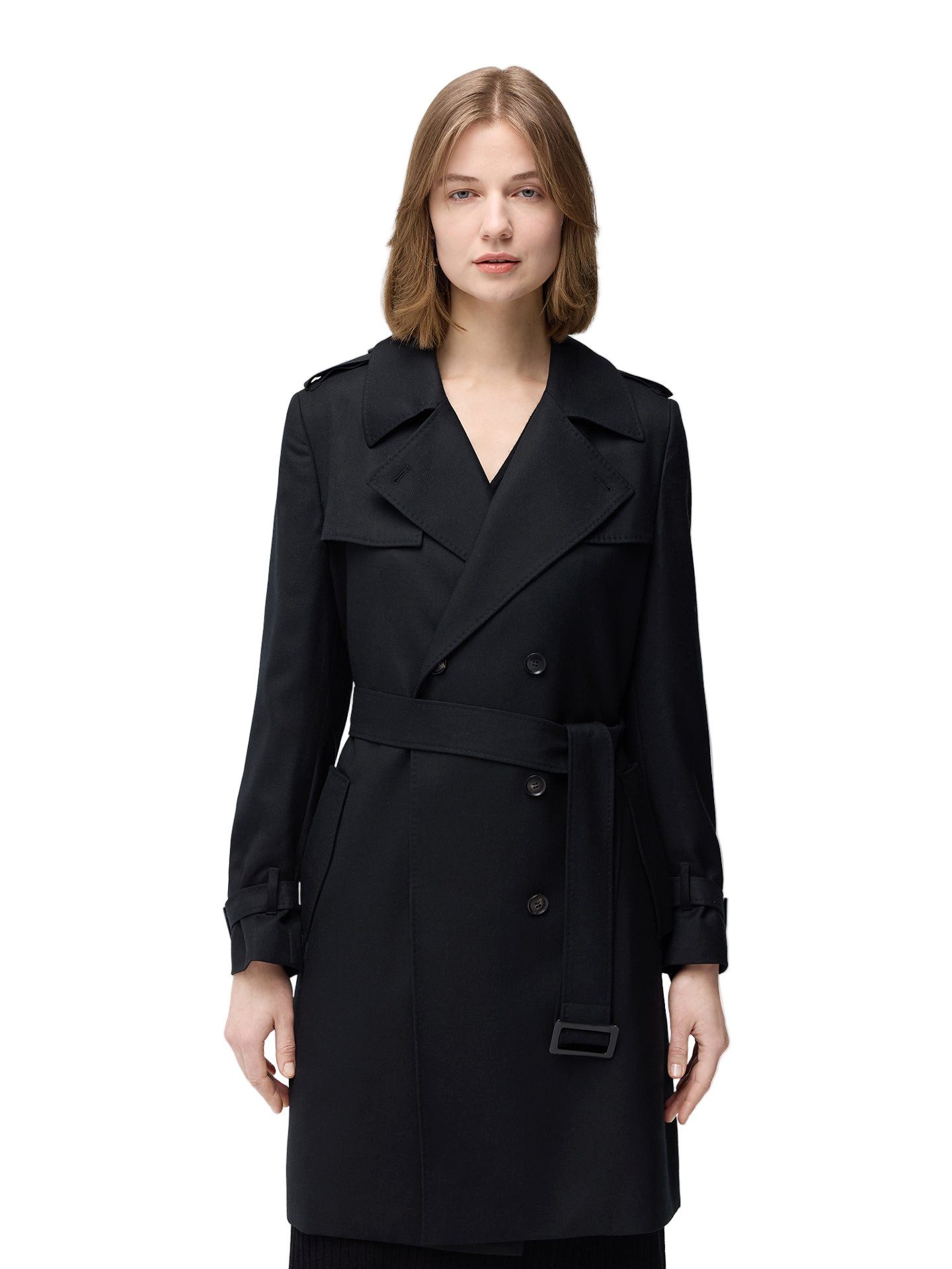 GOBI Cashmere Wollmantel Doppelreihiger Kaschmir Trenchcoat