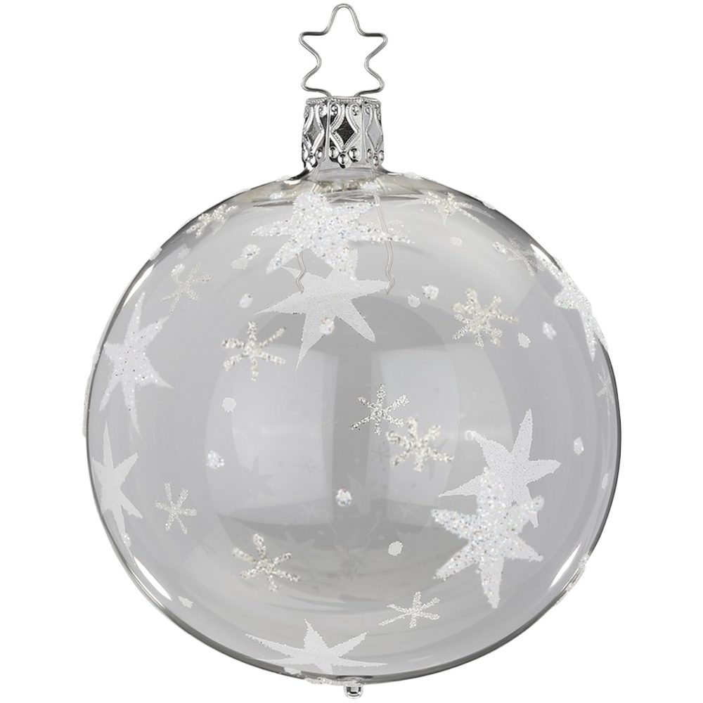 INGE-GLAS® Weihnachtsbaumkugel Christbaumkugel Sternenhimmel glasklar Ø 8cm (1 St), mundgeblasen, handbemalt