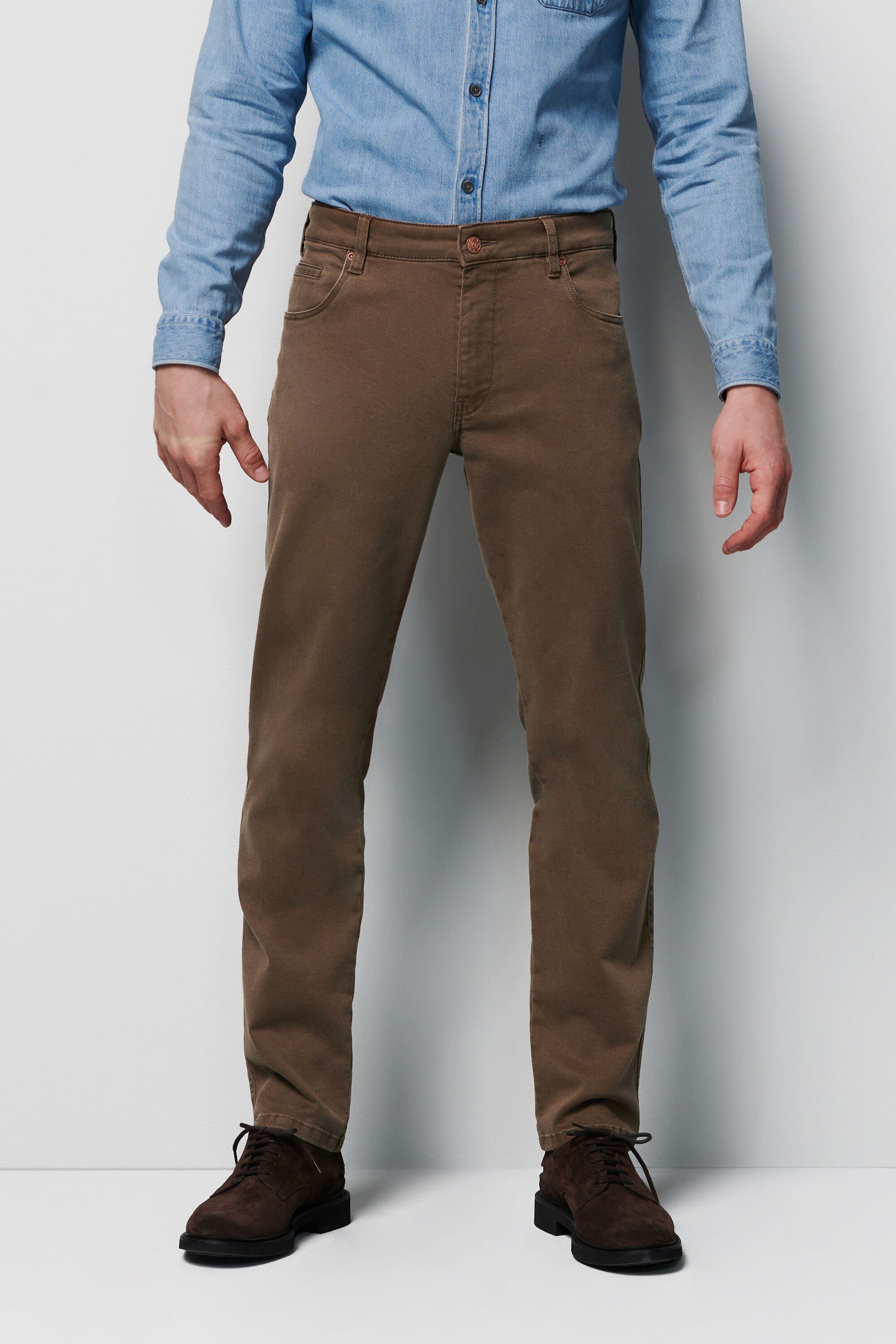 unifarbenem 5-Pocket-Jeans Design MEYER im karamell