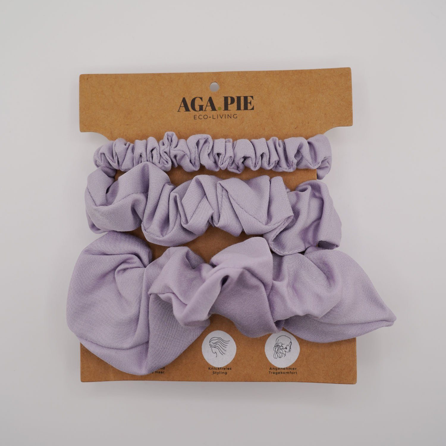 AGA.PIE Haargummi zum Bambus-Cellulose, aus 100% Scrunchie-Set, besonders sanft Lyocell Flieder aus Haar