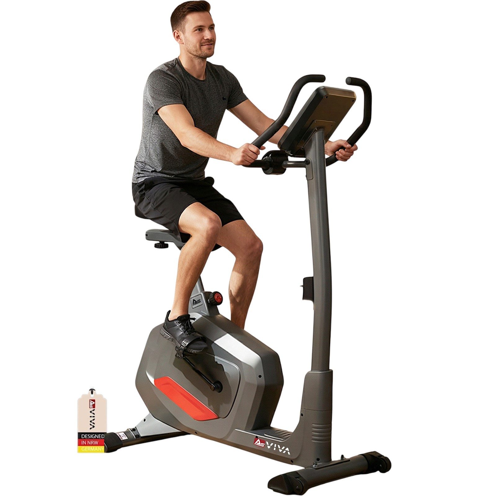 AsVIVA Heimtrainer H22 Ergometer mit automatischer Widerstandsanpassung für Fitness-Apps, 12 kg Schwungmasse, App-kompatibel, Cardio-Programme