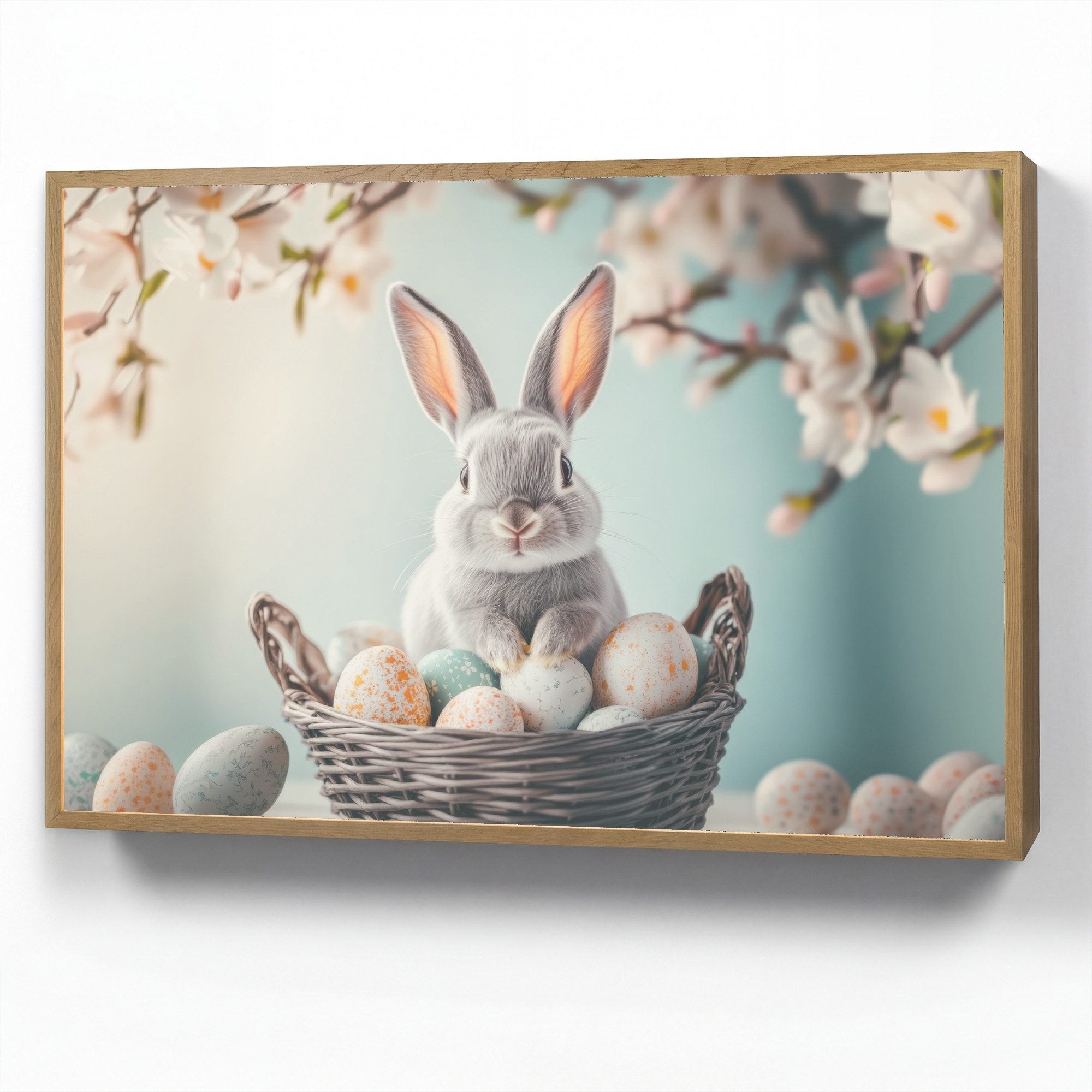 OnlyWow Wandleuchte Lightbox Kaninchen - Eier - Korb, Dimmbar, Farbwechsel, LED, Warmweiß, Kaltweiß, Neutralweiß Einstellbar, Wandlampe Innen, Dimmbar, Aufladbarer USB Akku, LED, Modern