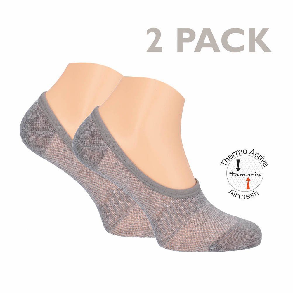 Tamaris Füßlinge Damen Strick Füßlingen mit Fußbandage (2-Paar) Thermo-Active Airmesh Sohle Grau