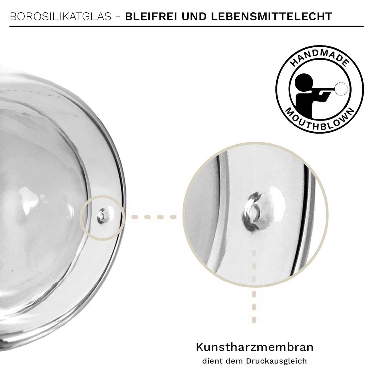 Creano Teeglas Thermotasse bauchig mit Untersetzer 250ml, 4er Set, 8-tlg., Borosilikatglas, Mit Untertasse und Henkel – Bild 4 von 5