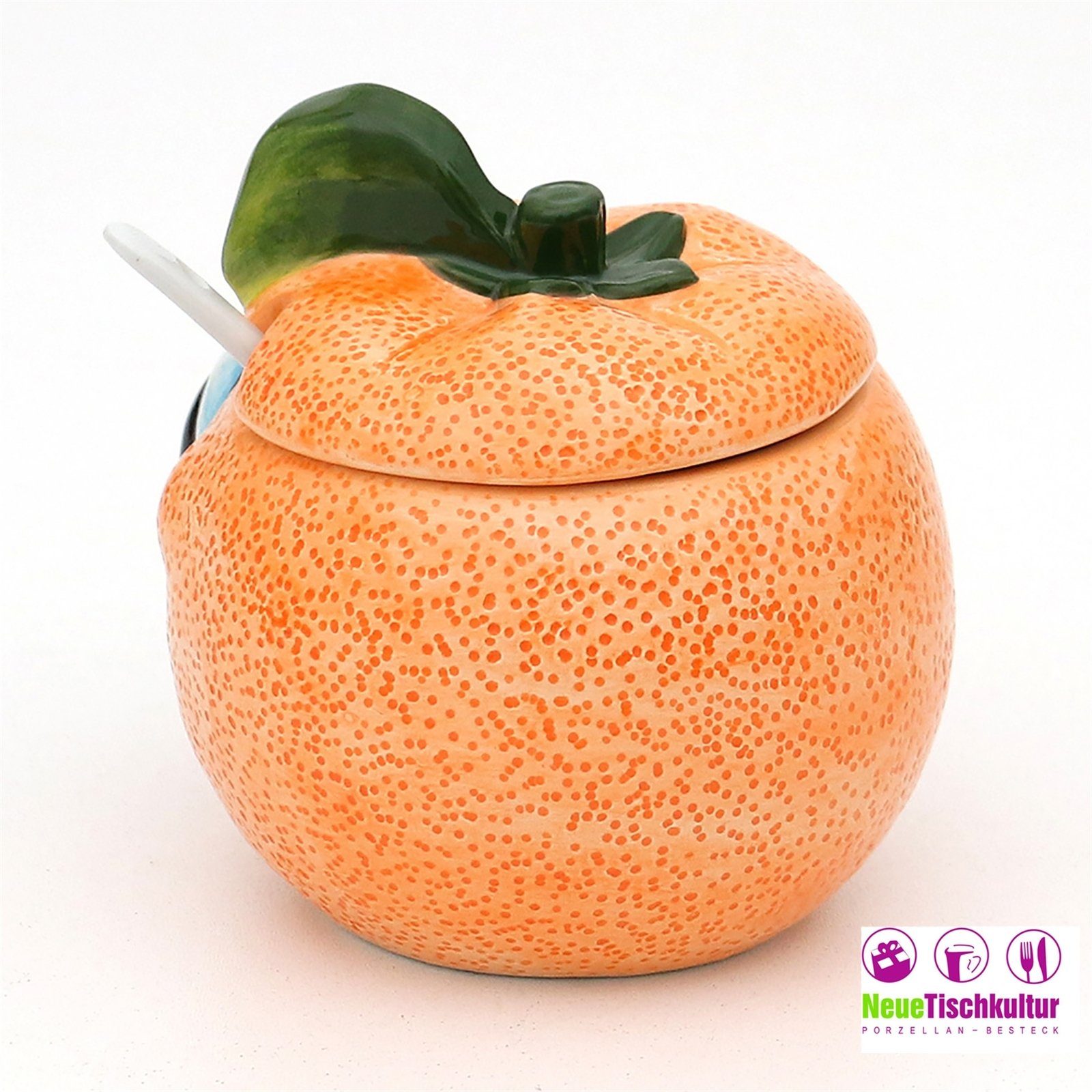 Neuetischkultur Zuckerdose Zuckerdose Keramik mit Orange Löffel Früchte, Keramik