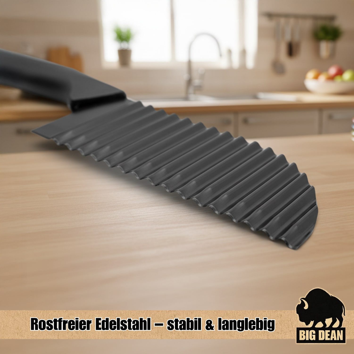 BigDean Gemüsemesser Wellenschneider Wellenmesser Riffelmesser Wellenschneider für Gemüse, Rostfreier Edelstahl – Bild 2 von 5