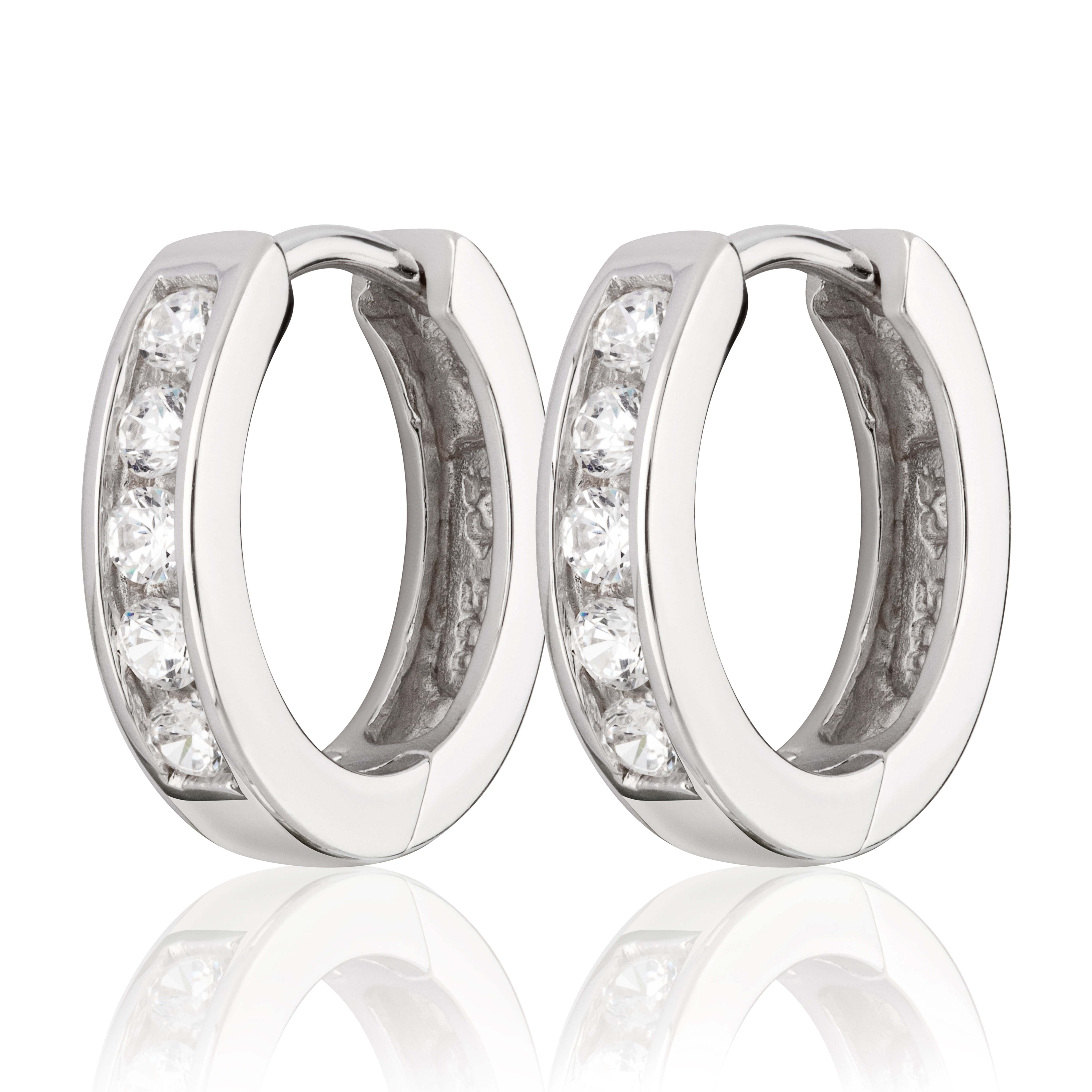 Klappcreolen Paar Ø 14mm 925 Sterling Silber Klappcreolen Zirko