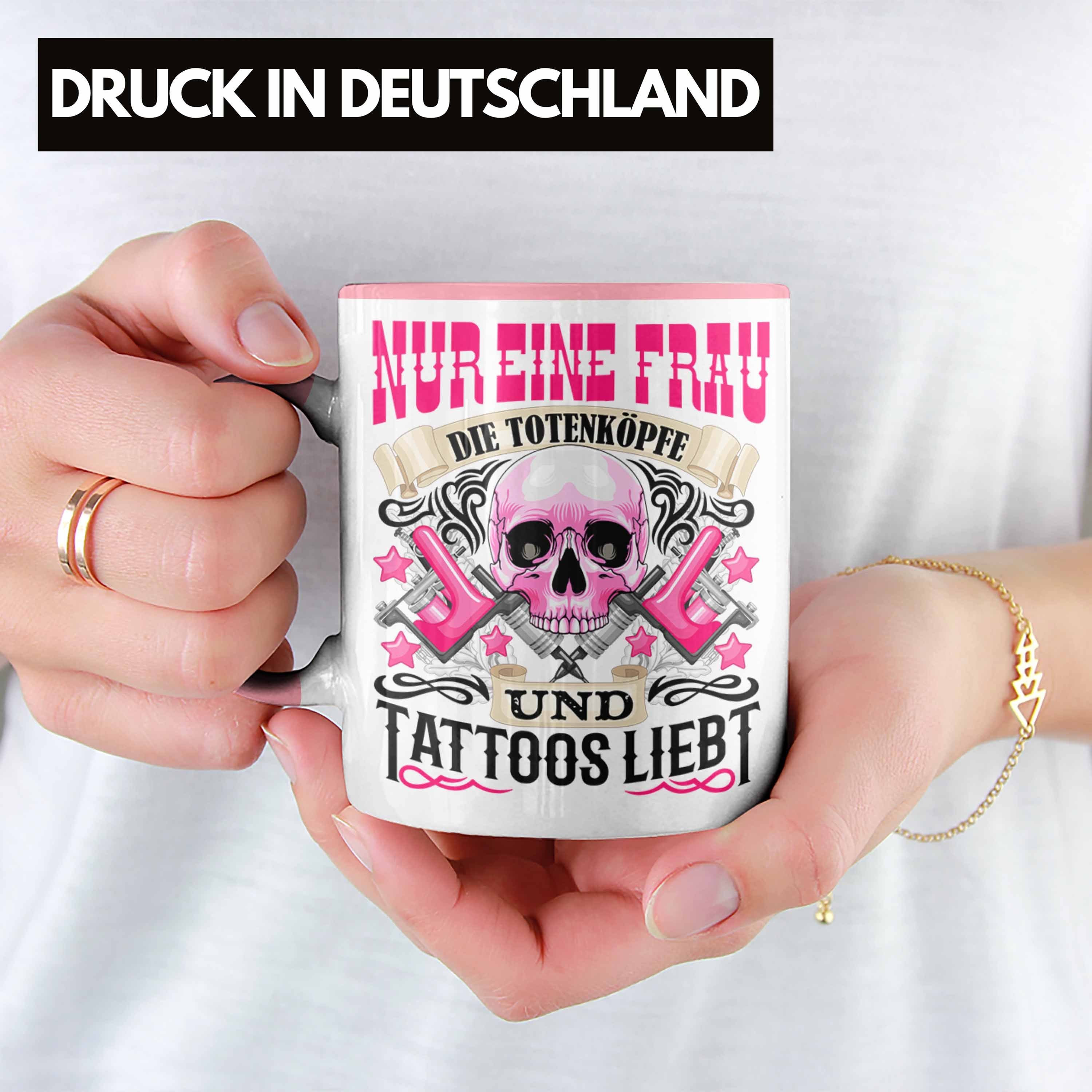 F Tattoowierte Rosa Frau Trendation und Tattoos Totenköpfe Geschenk Tasse Tasse Trendation -