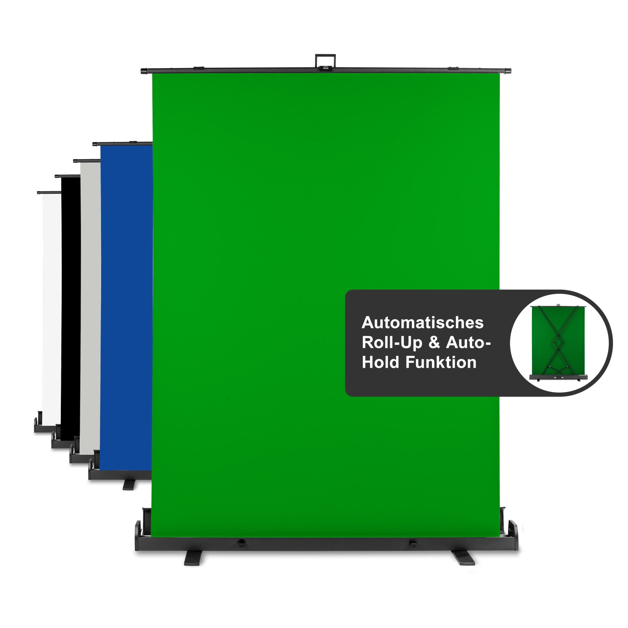 Walimex Pro Fotohintergrund Roll-up Panel Hintergrund grün 155x200