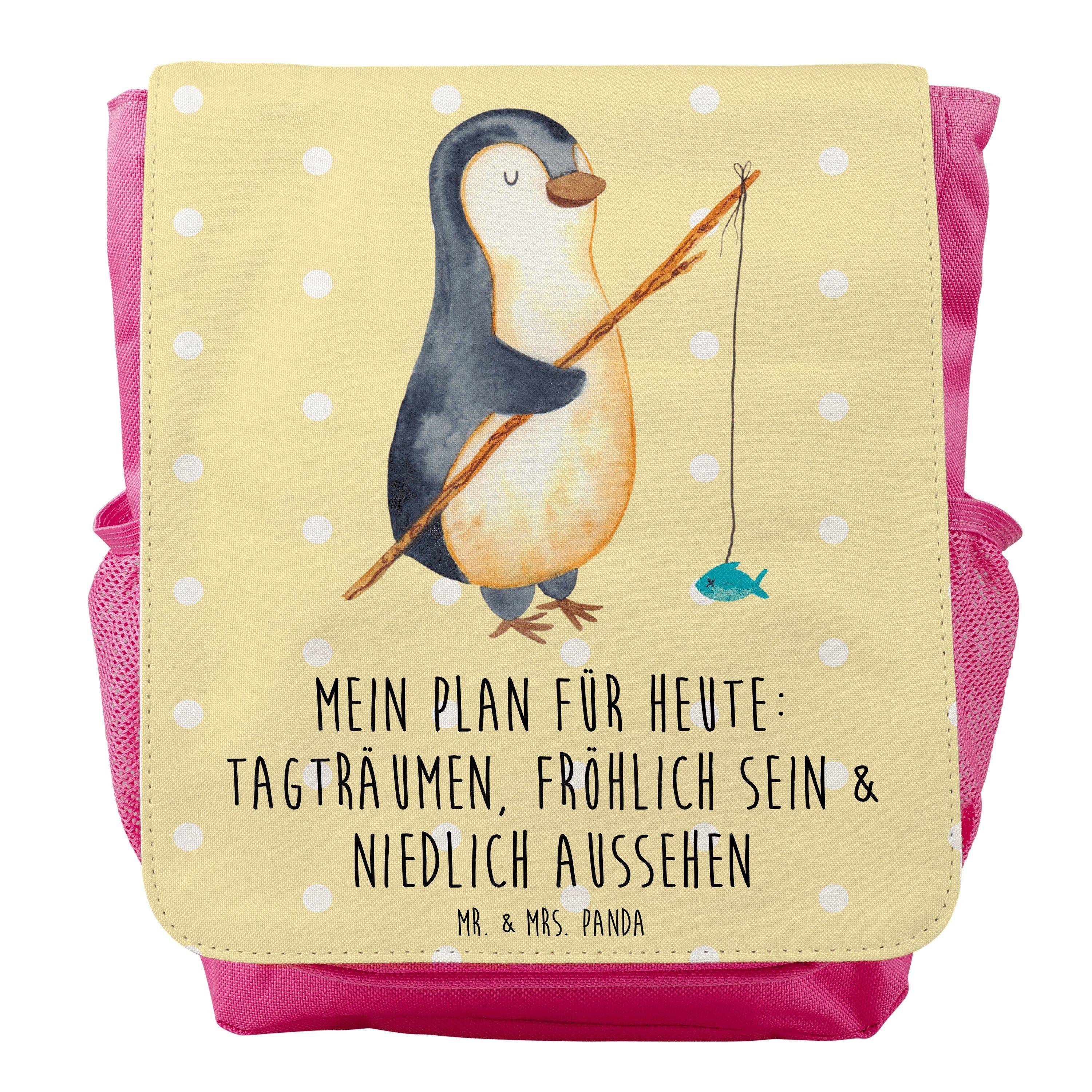 Mr. & Mrs. Panda Kinderrucksack Mädchen Pinguin Angler - Gelb Pastell - Geschenk, Rucksack, Kleiner R