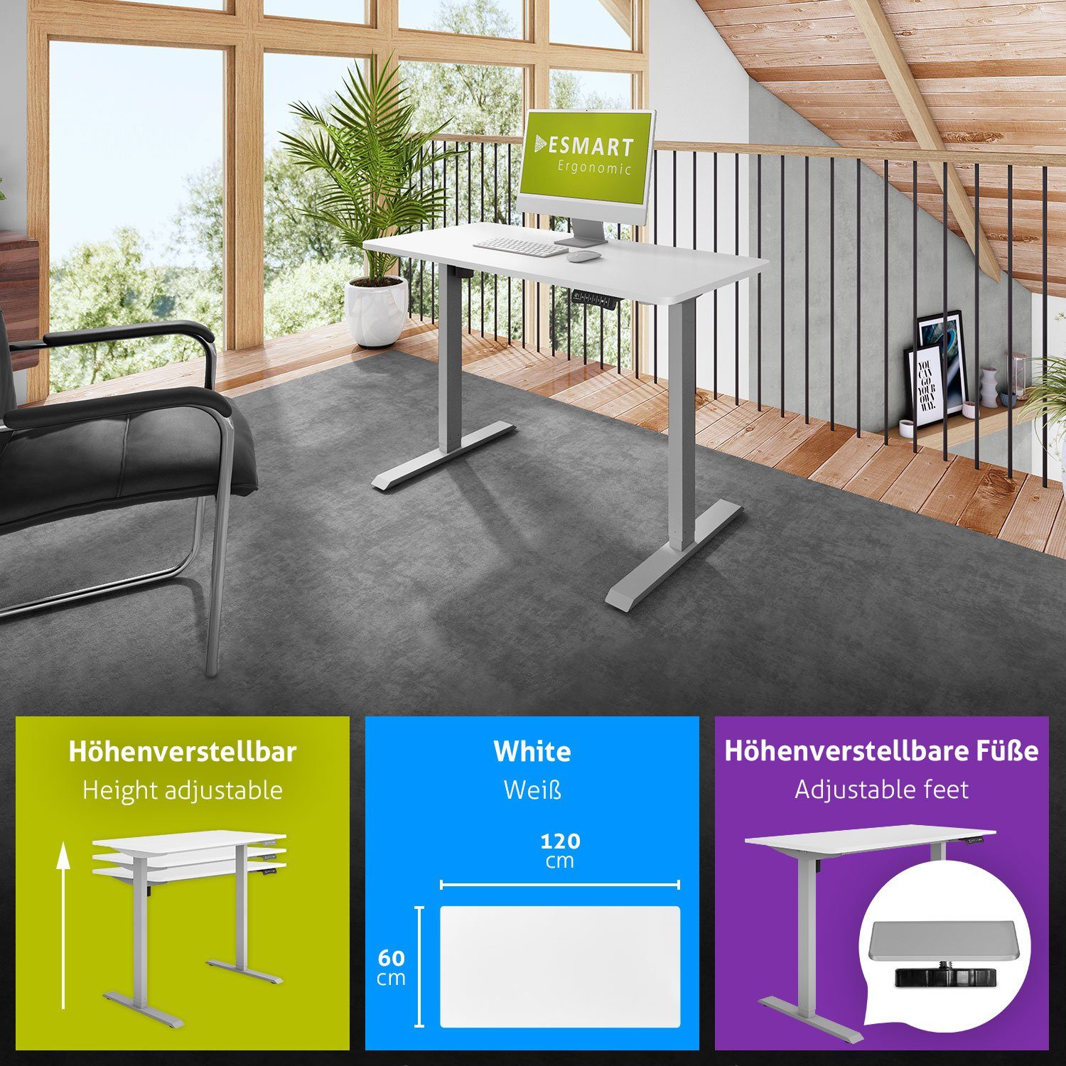 ESMART Schreibtisch ESMART Germany, ETX-121 Elektrisch günstig online kaufen