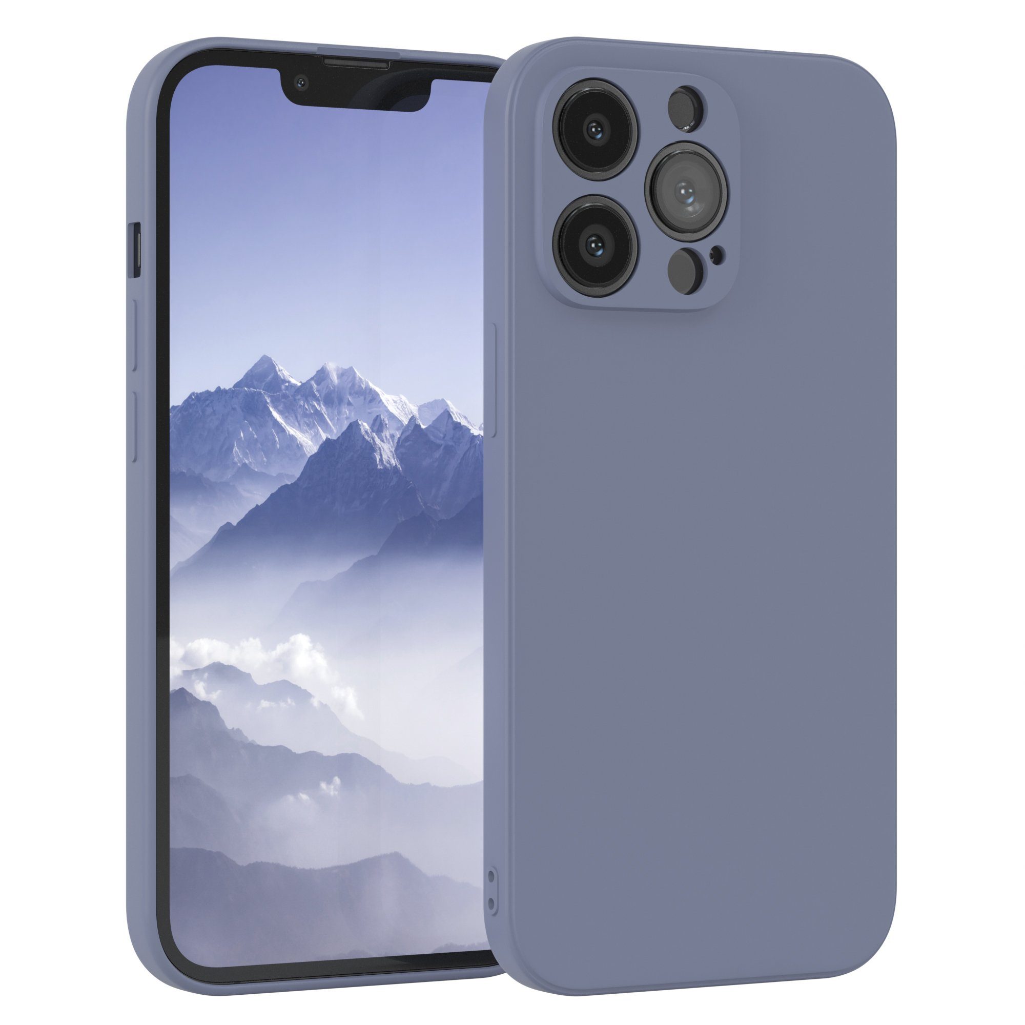 EAZY CASE Handyhülle TPU Hülle für Apple iPhone 13 Pro 6,1 Zoll, Silikon Schutzhülle mit Kameraschutz Matt Back Cover Soft Eis Blau