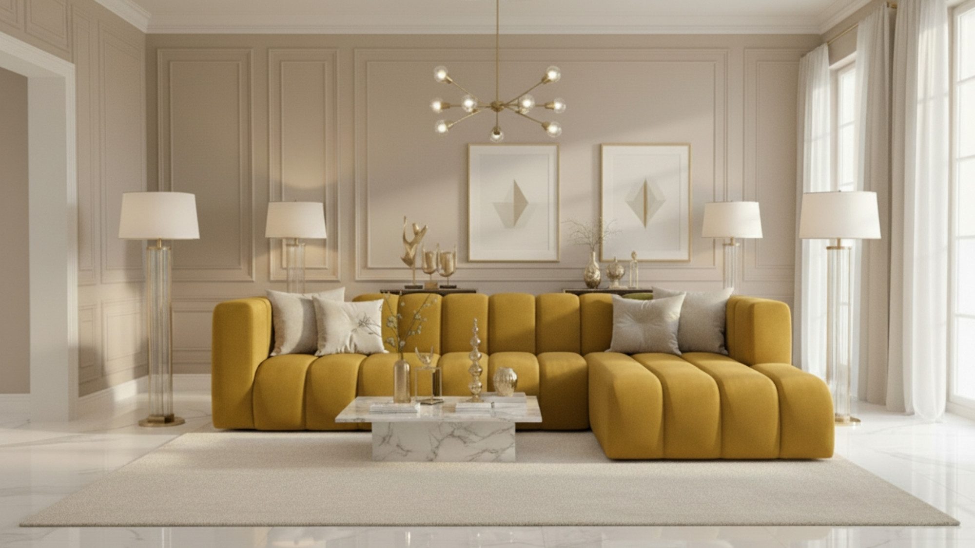 Kaiser Möbel Ecksofa Moderne aus Veloursstoff Salvador Grand L 318 cm, Ecksofa, Tiefe Sitzflächen,Premium-Velours Salvador,Design Soft-Cube