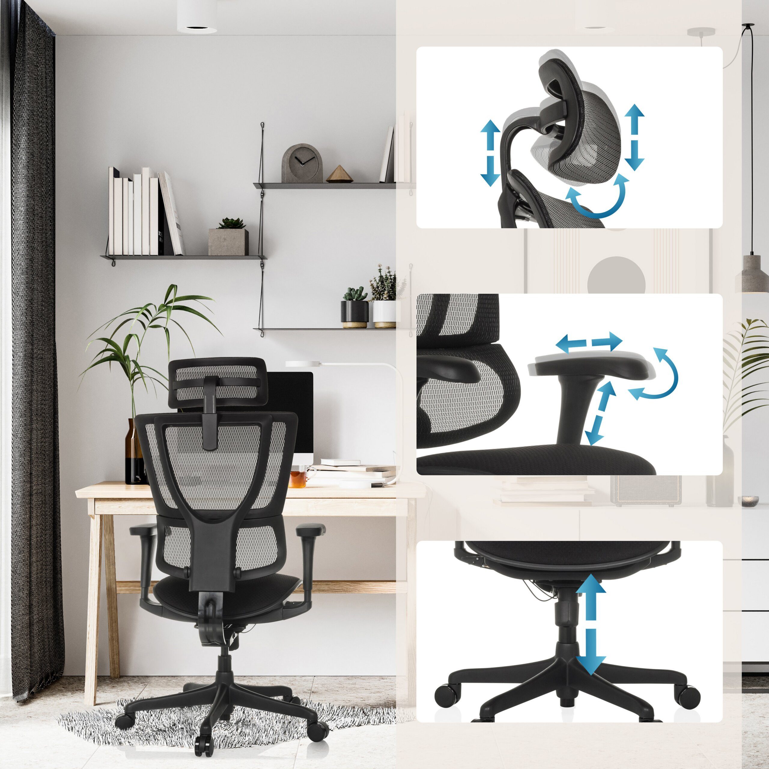 hjh OFFICE Drehstuhl Luxus Chefsessel Ergohuman Slim Eco F Gen2 (1 St), Profi Bürostuhl Schreibtischstuhl ergonomisch