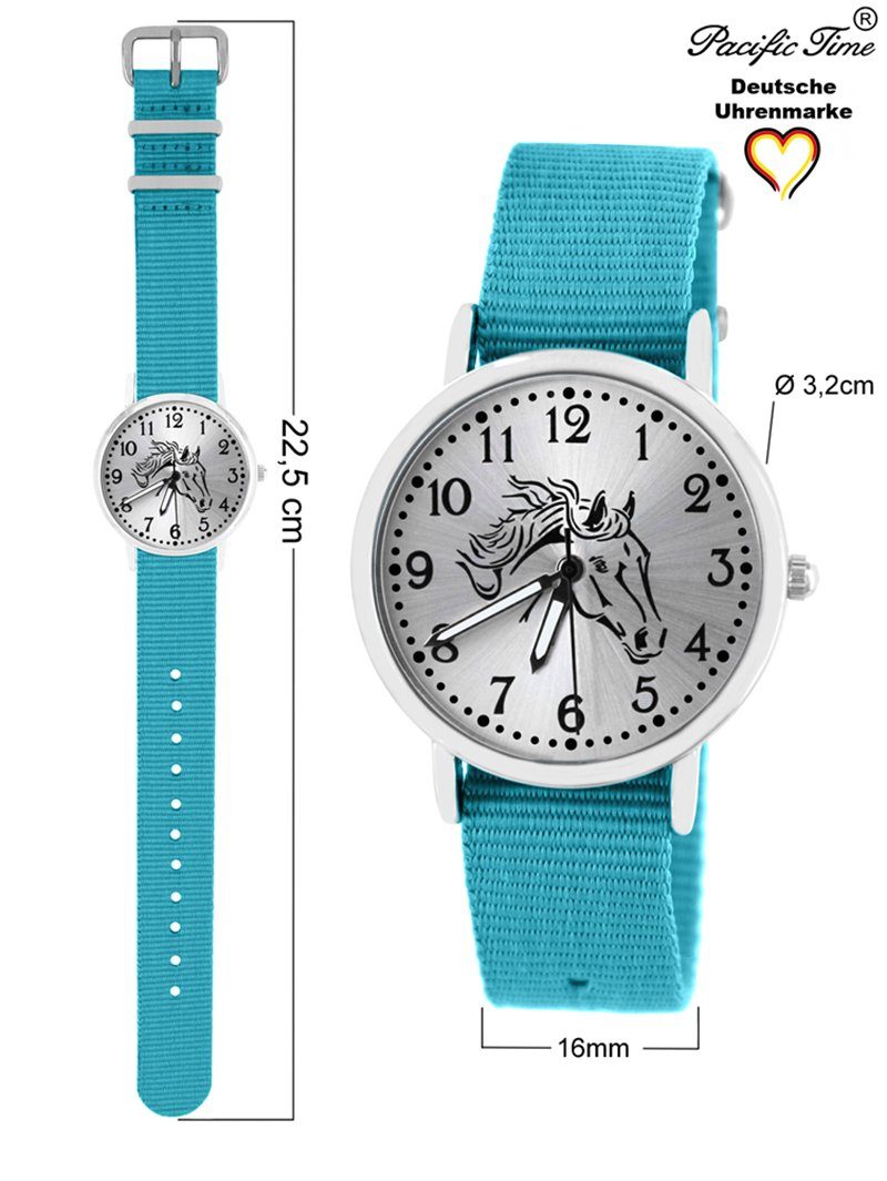 - Armbanduhr Time und Match Mix Design Kinder Pacific Pferd Versand hellblau Quarzuhr schwarz Wechselarmband, Gratis