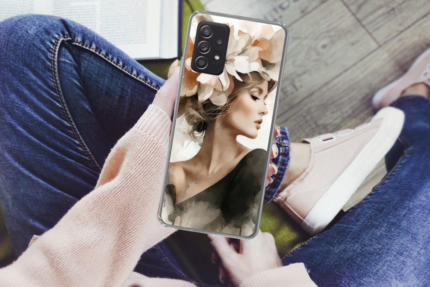 MuchoWow Handyhülle für Samsung Galaxy A53 5G Blüte - Porträt - Gesicht, Phone Case, Silikon, Schutzhülle Dünn