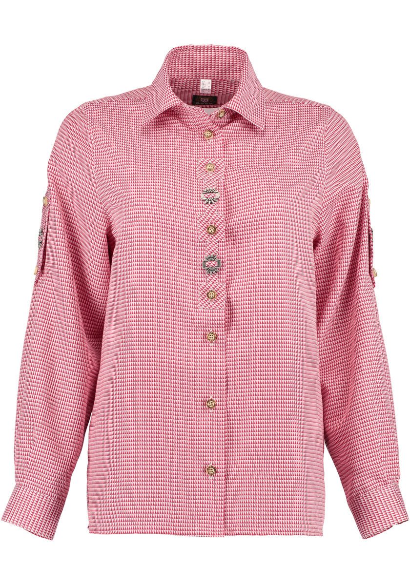 OS Trachten Trachtenbluse Foruka Haifischkragen und Krempelärmel günstig online kaufen